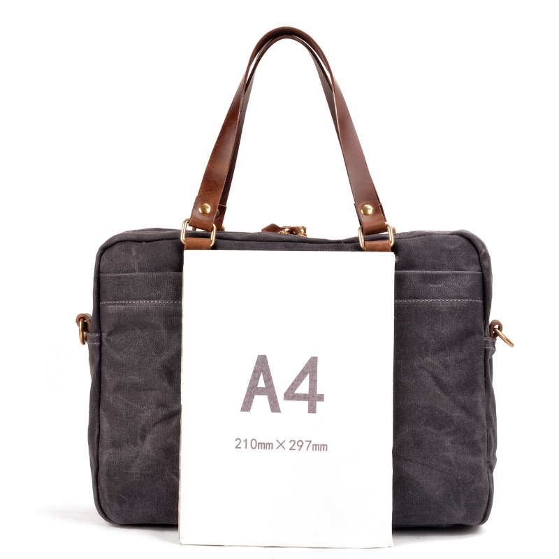 Grey Mens & Womens Canvas Leather Briefcase Bag