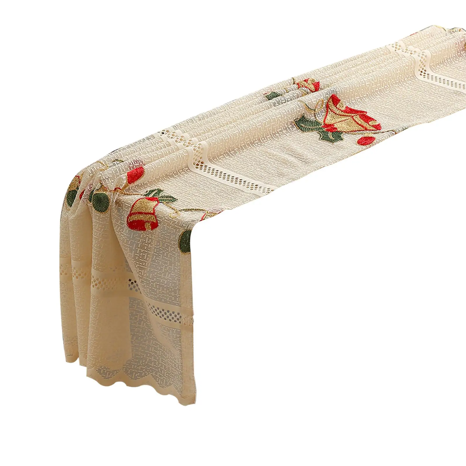Christmas Tablecloth for Rectangle Tables with Bell Pattern Xmas Decor Table Protector for Banquet Home Festival Picnic Kitchen