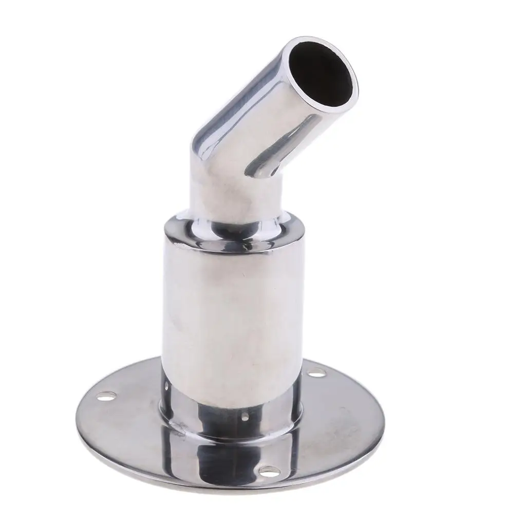 Stainless Steel 90 Degree Elbow Boat Deck Handrail Rail Fitting Round Base for 7/8`` 22 Tubes