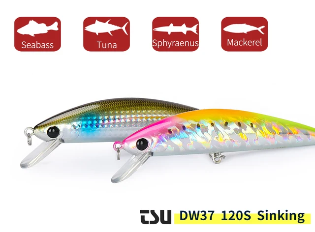 TSURINOYA 120S Sinking Minnow 120mm 40g Saltwater Beach Fishing Hard Baits  Long Casting Fishing Lure