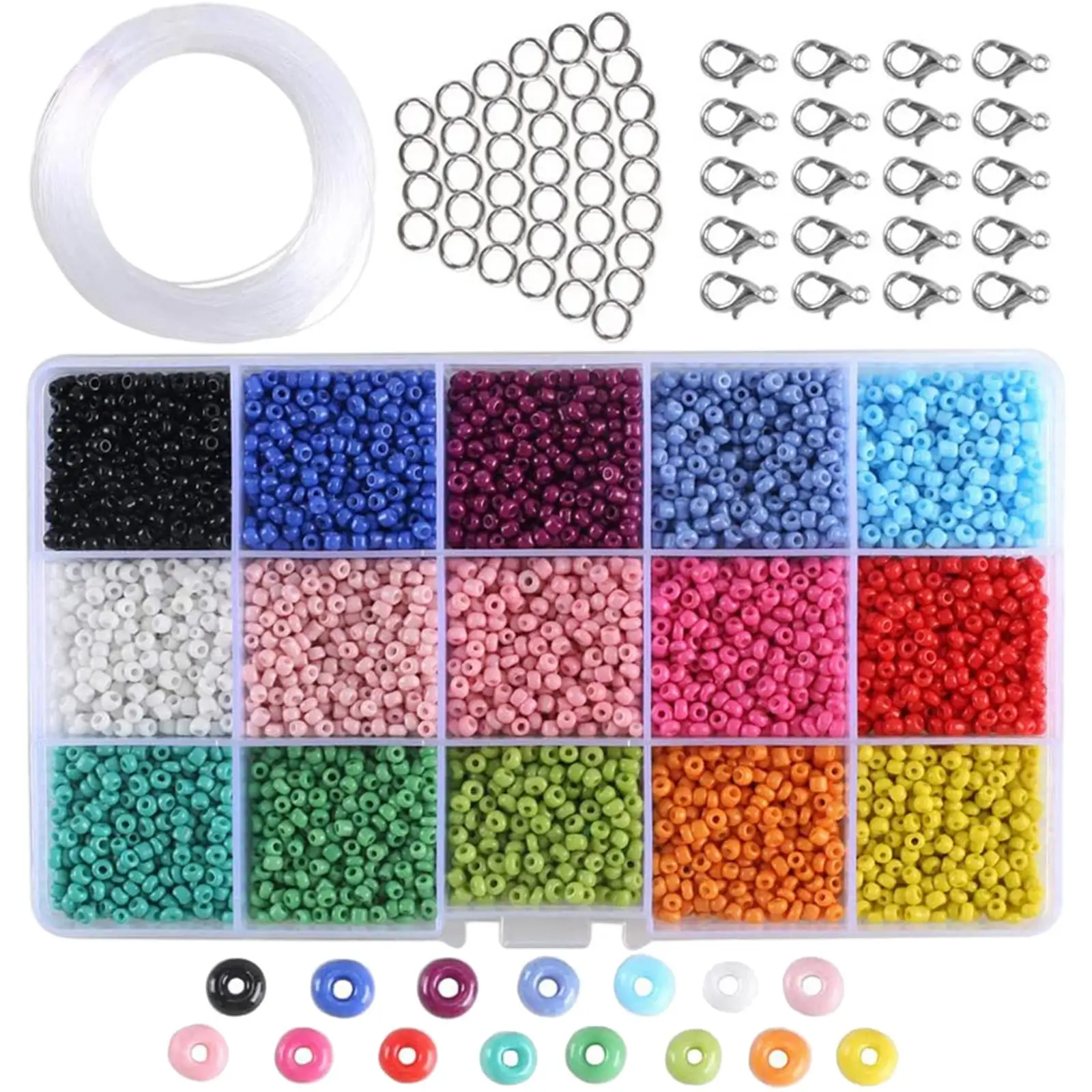 7000 Pieces Glass  Beads 3mm DIY Bracelet Beaded Jewelry Tool Kit, Earrings