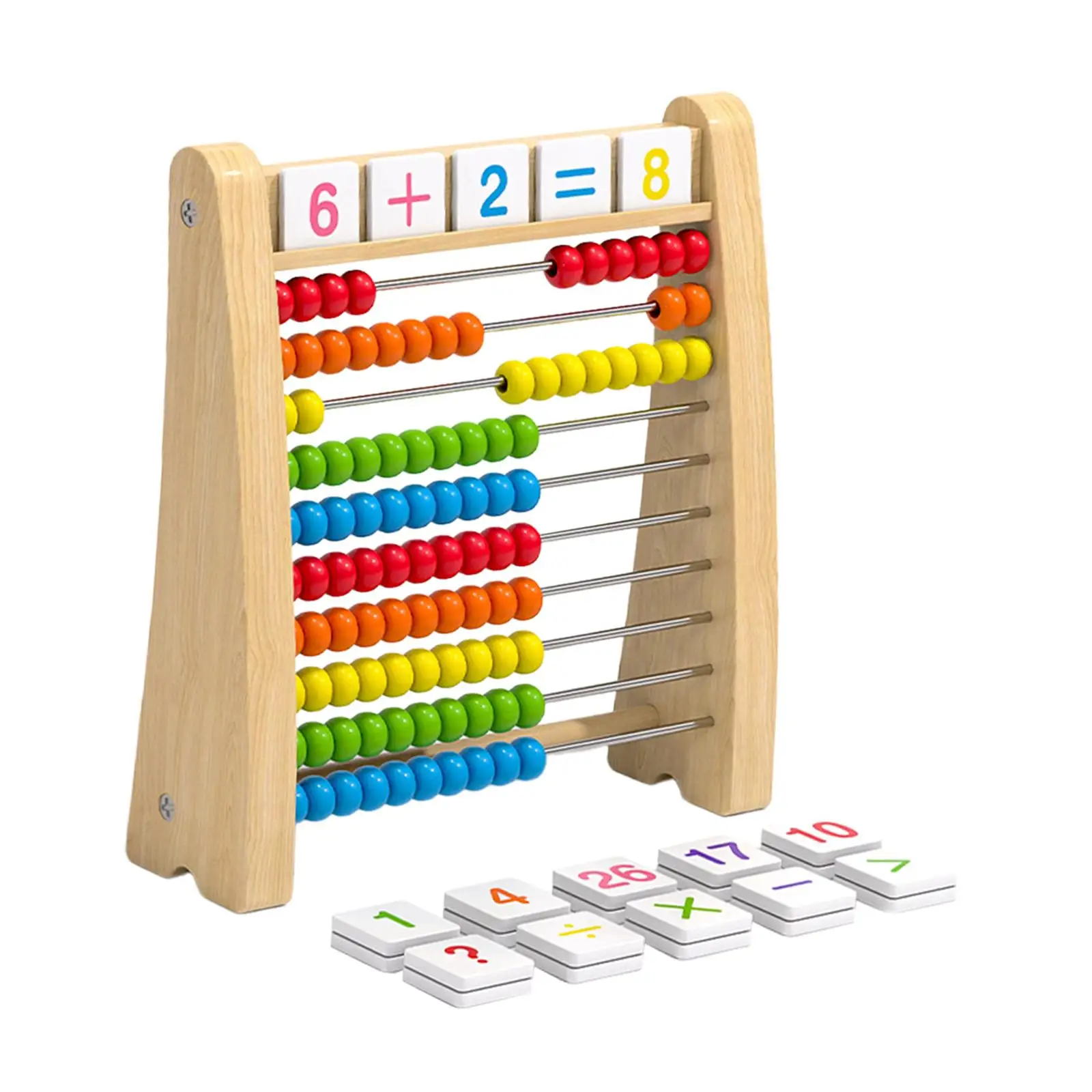 Wooden Abacus Ten Frame Set with Number Cards Educational Toy for Toddlers Kids Kindergarten Children Interactive Toys