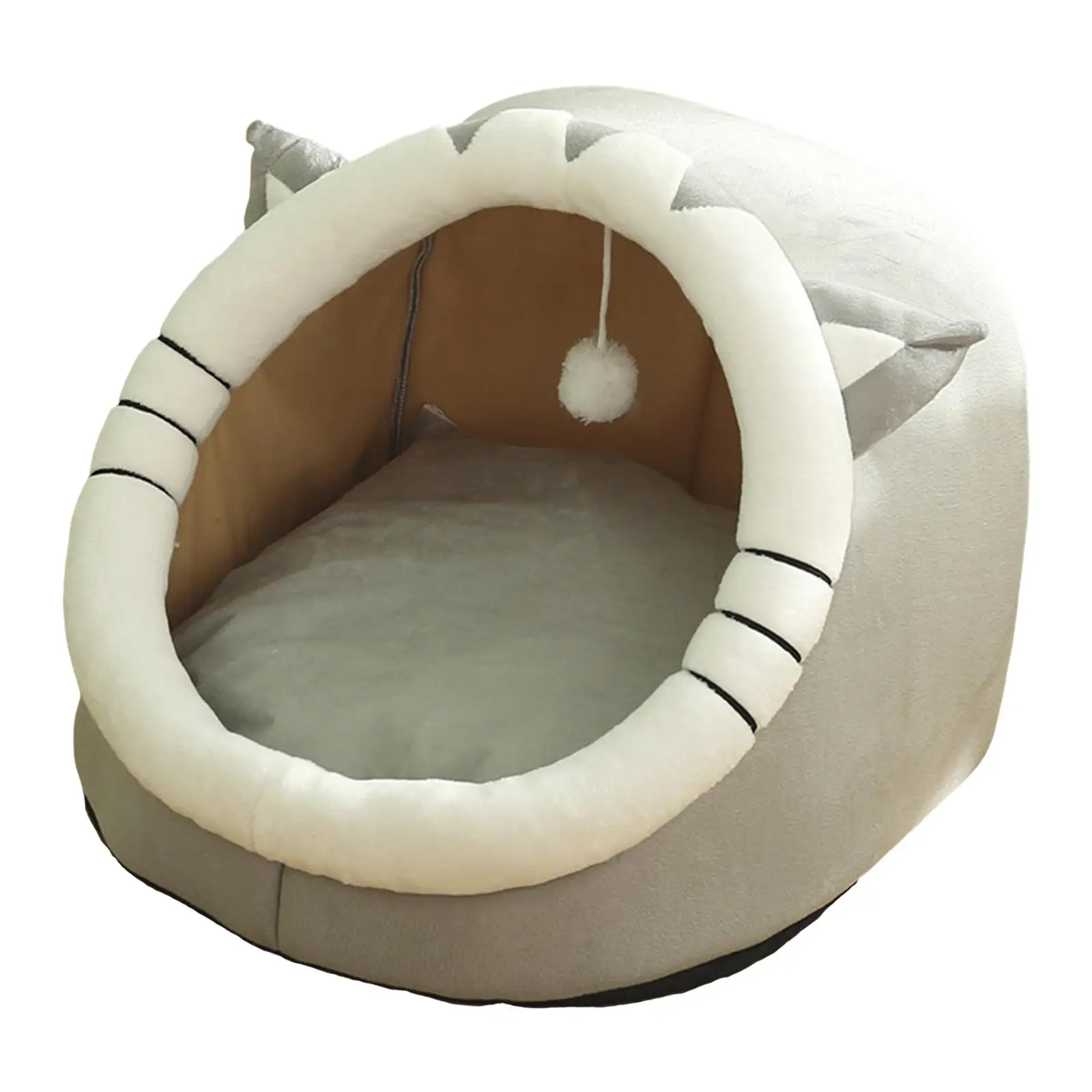 Large Cave Bed with Ball Toy Anti Slip Hideout Cushion Basket Dog No Deformation