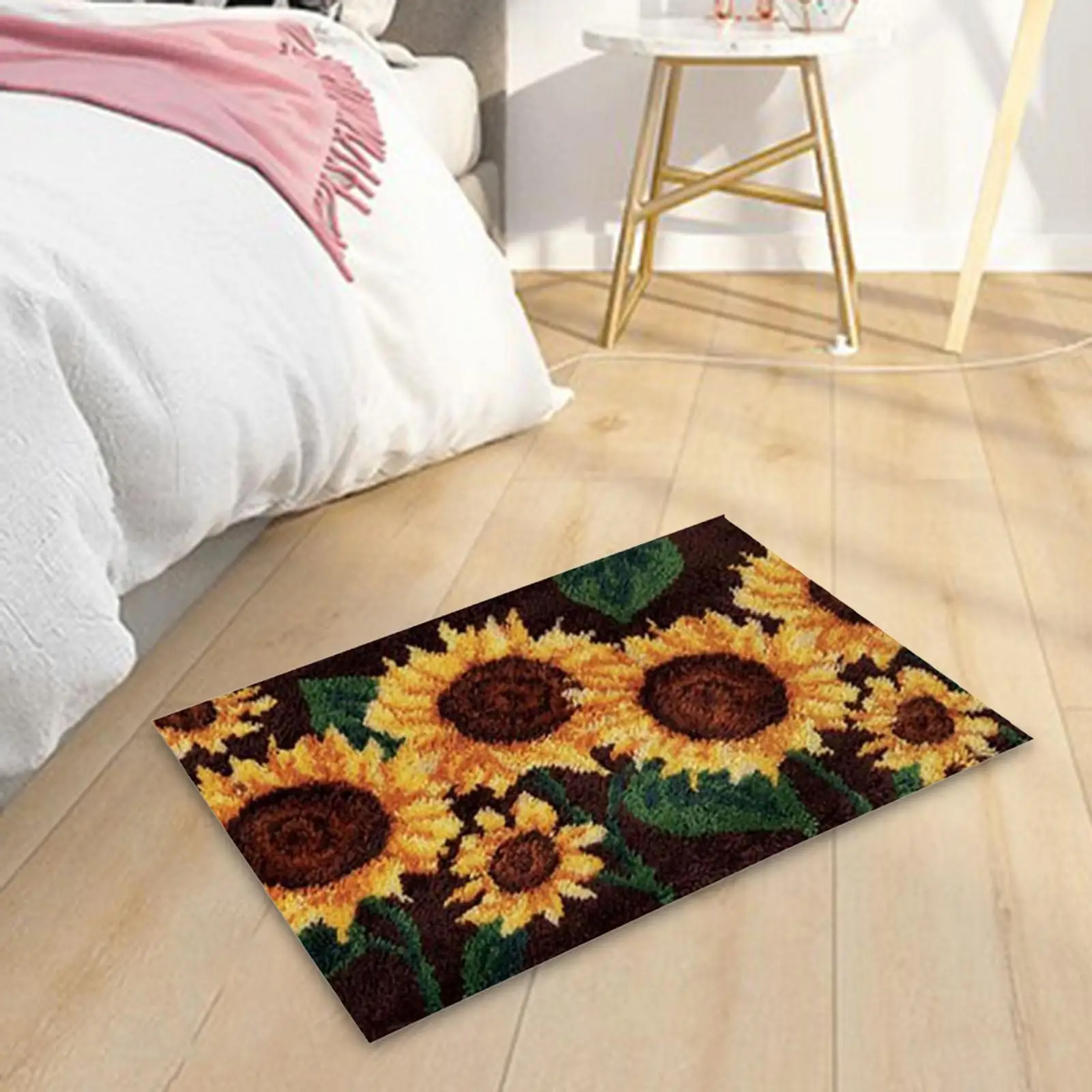 Sunflower Latch Hook Rug Kits Crocheting Carpet Needlework Mat for Kids