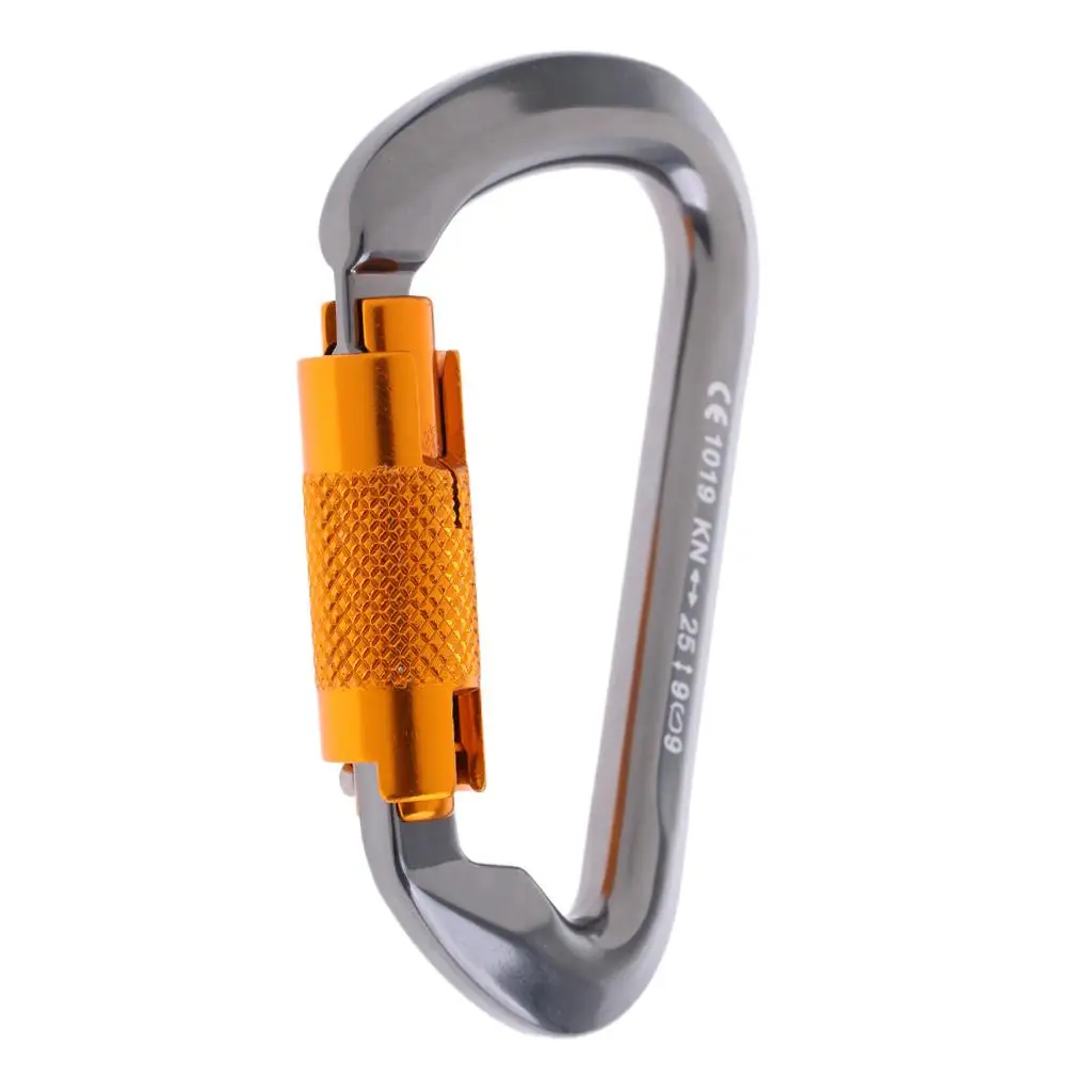 25KN / 6720Lb D Carabiner Twist Locking Safety Gate Karabiner Hook