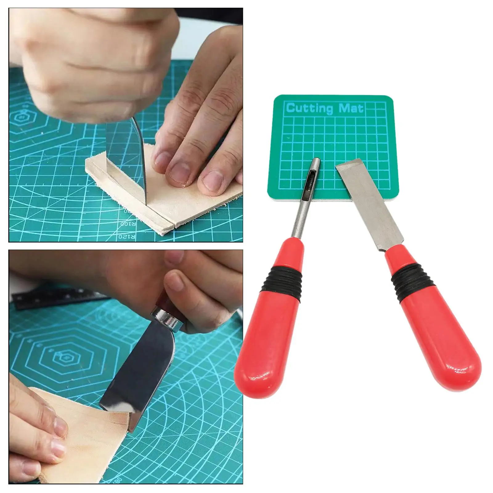 Sewing Buttonhole Cutter Set Eyehole Cutting Tools Belt Keyhole Puncher Straight Cutter Cutting Mat Square Pad