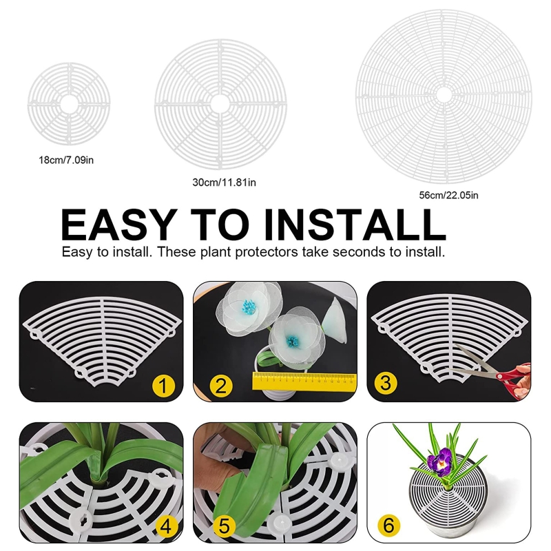 4 Grilles De Protection Pour Pots De Fleurs - Anti-chats Et Enfants, Plastique ABS Coupable, Réutilisable (30x30 Cm, Noir Et Marron) - 2