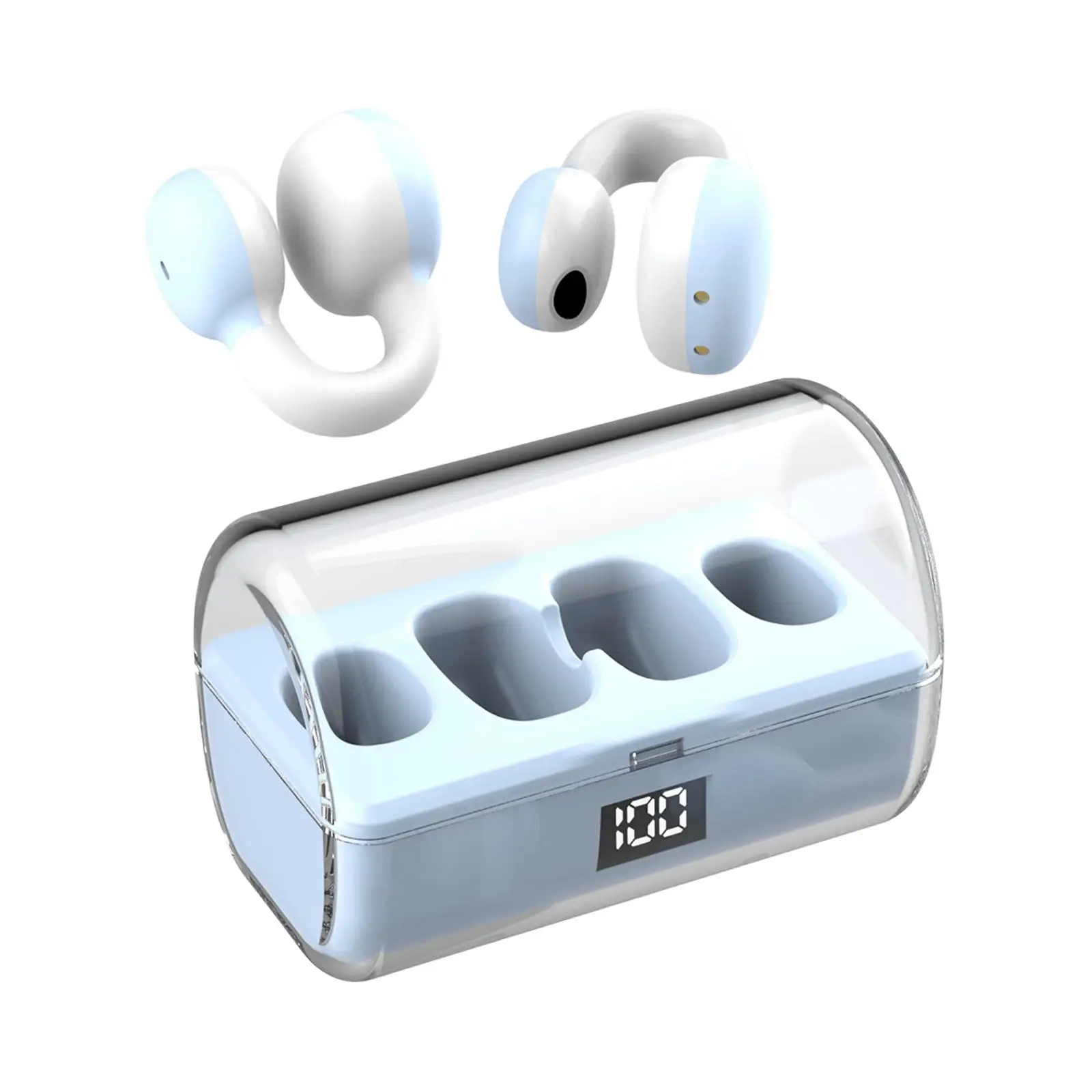 Wireless Ear Clip Headphones Sweatproof with Charging Case Hands Free Calling Mini Open Ear Headphones for Driving Office