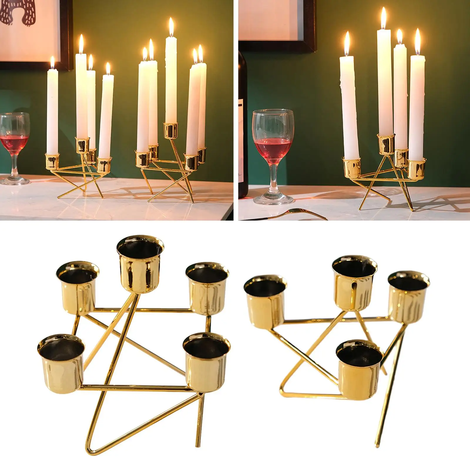 Nordic Style Wrought Iron Geometric Candle Holder Candlestick Candelabrum Rack Desktop Wedding Home Decor