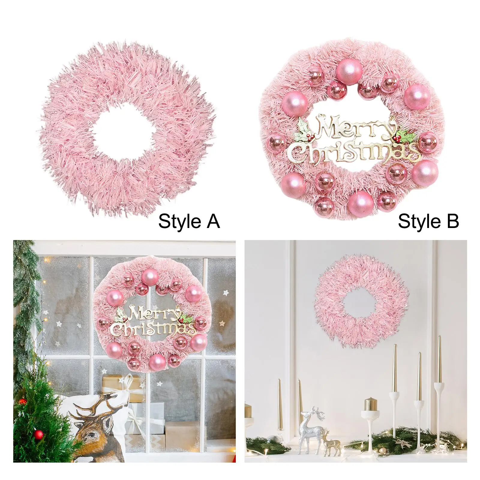 Pink Christmas Wreath Outside Front Door Wreath for Garden Dining Room Wall