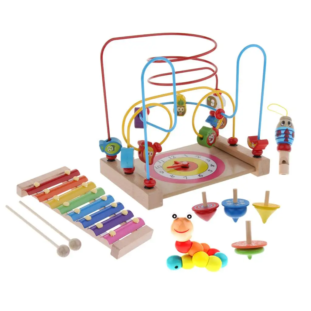 Colorful Wooden Around Beads Children Baby Educational Toy,Assorted Model Set