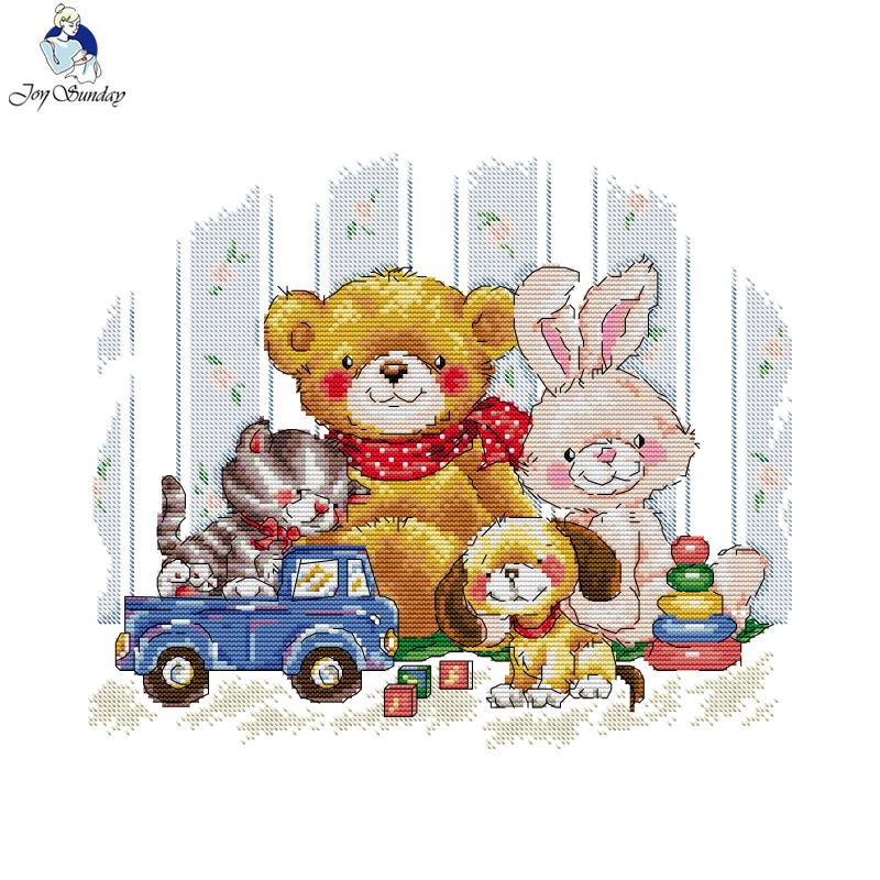 Joysunday gute Freunde Muster gedruckt Kreuz stich Kits Aida Stoff 16ct 14ct Stoff DIY Handwerk Nadel Canva Hands tickerei Set – Detail 1