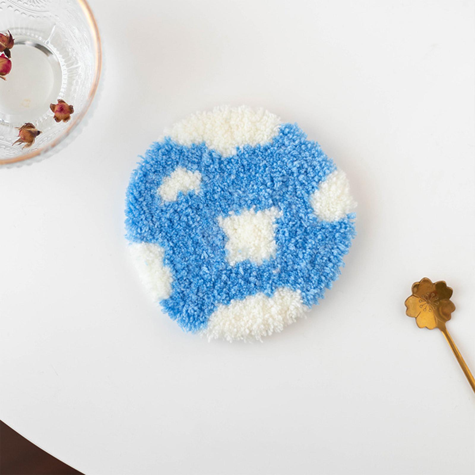Punch Needle Coasters Kits, DIY Rug Hooking Kit for Adults Kids Beginner with Embroidery Hoop Yarn Rug Punch Needle Tools Set