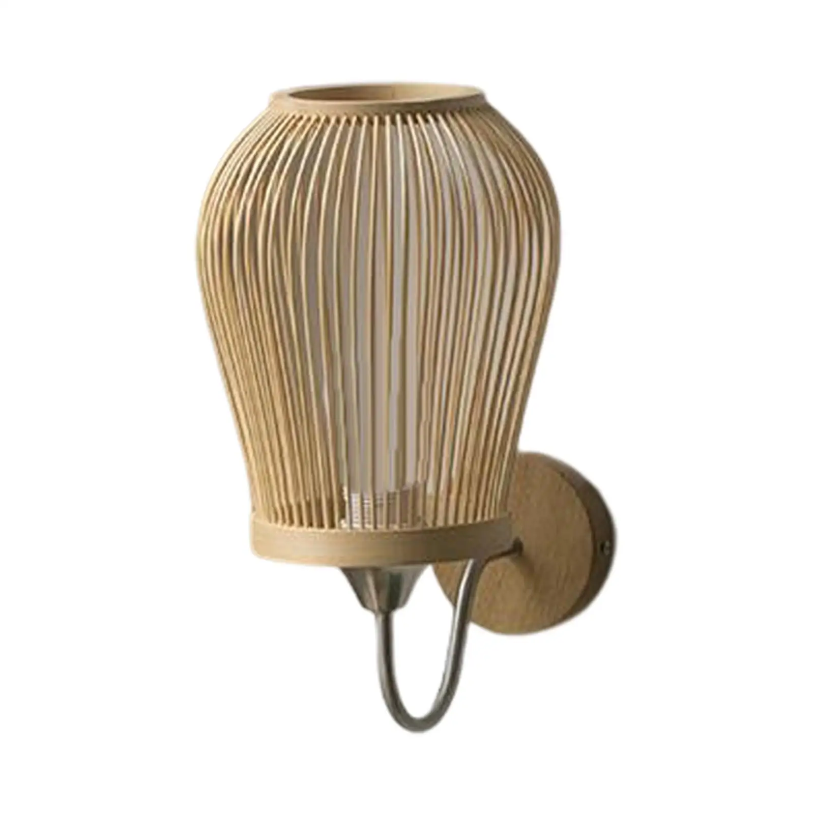 Bamboo Wall Mounted Sconce Lamp Light E27 Base Lighting Retro Style Farmhouse Decorative for Kitchen Study Home Bedroom