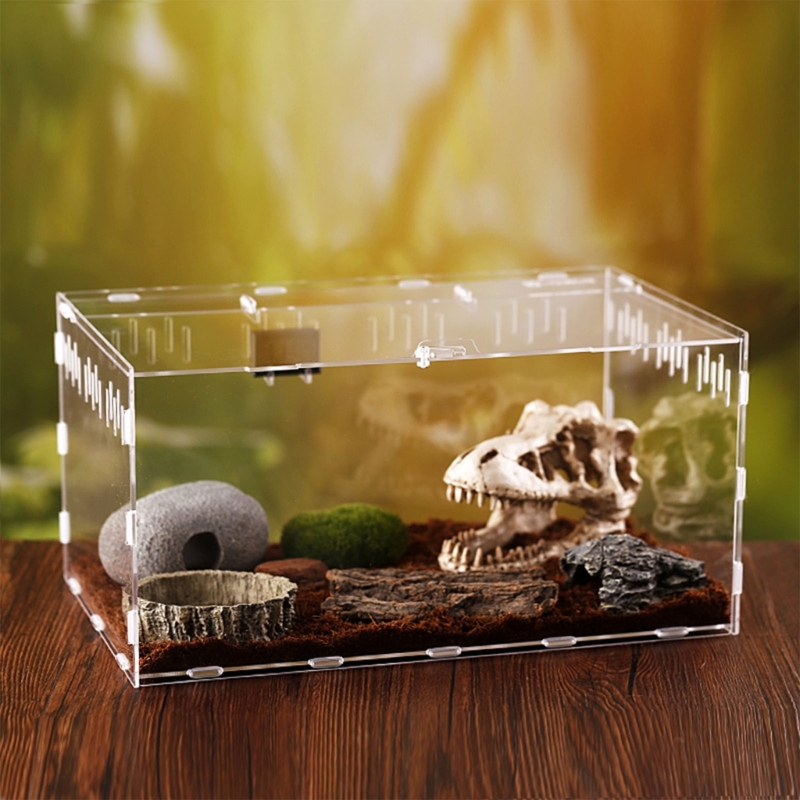 Title 5, Reptiles Feeding Box Acrylic Terrarium Containe...