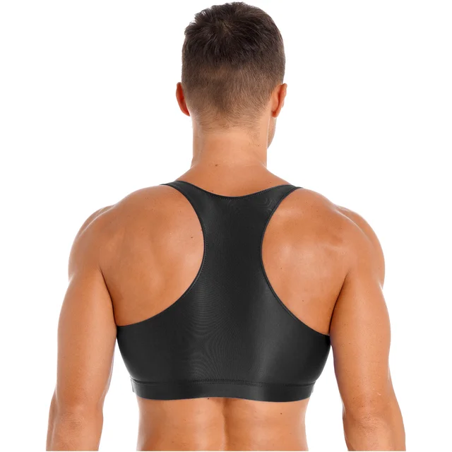 IIXPIN Mens Basic Crop Tops Sexy Y Back Sleeveless Muscle Half