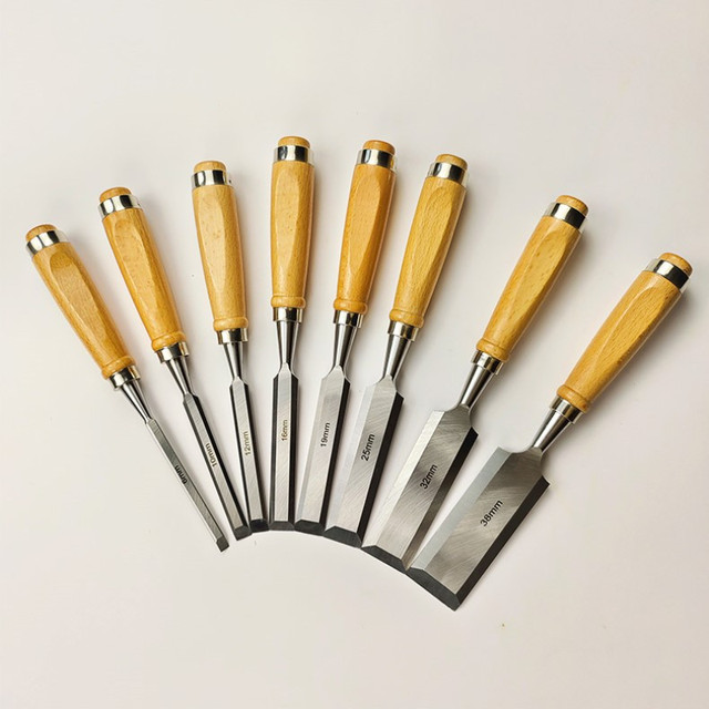 4Pcs Professional Wood Chisel Set for Woodworking Carving Beech Handle  High-Speed Steel 6mm/12mm/18mm/24mm Flat Chisel Hand Tool - AliExpress