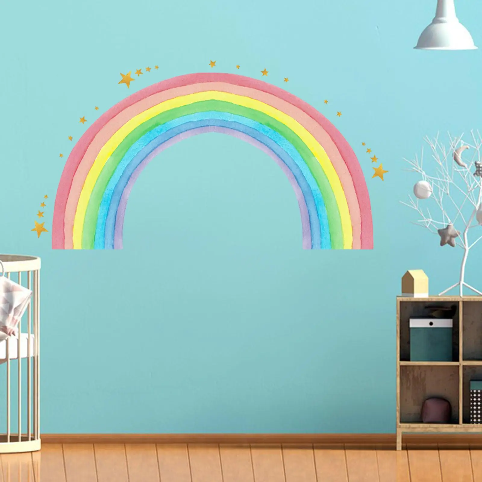 Rainbow Star Wall Sticker Mural Art Diy Colorful Large Wallpaper Art Decal for