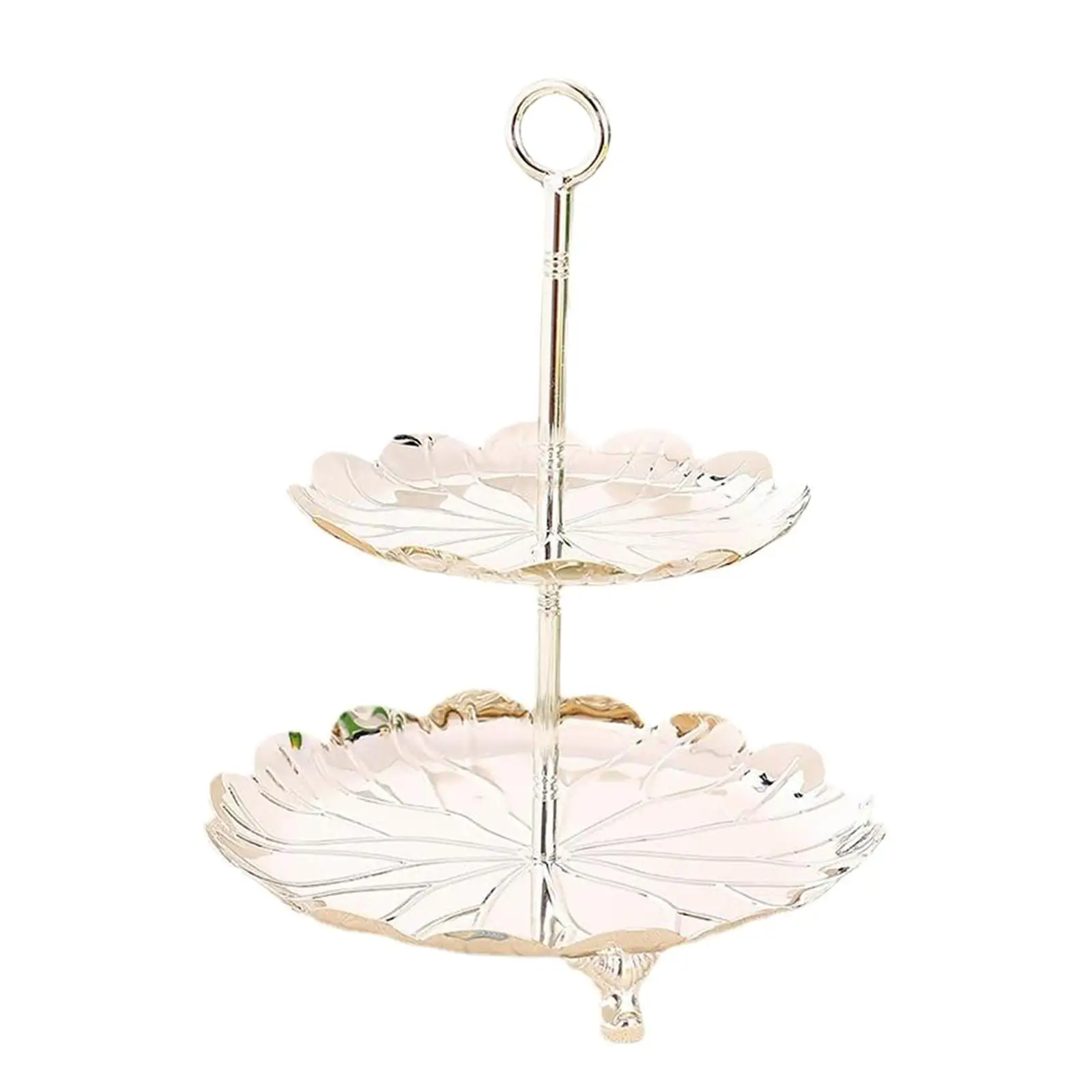 Round Metal Tiered Fruit Serving Stand Dessert Stand Premium Material Durable Polished Elegant Easily Clean Serving Tray