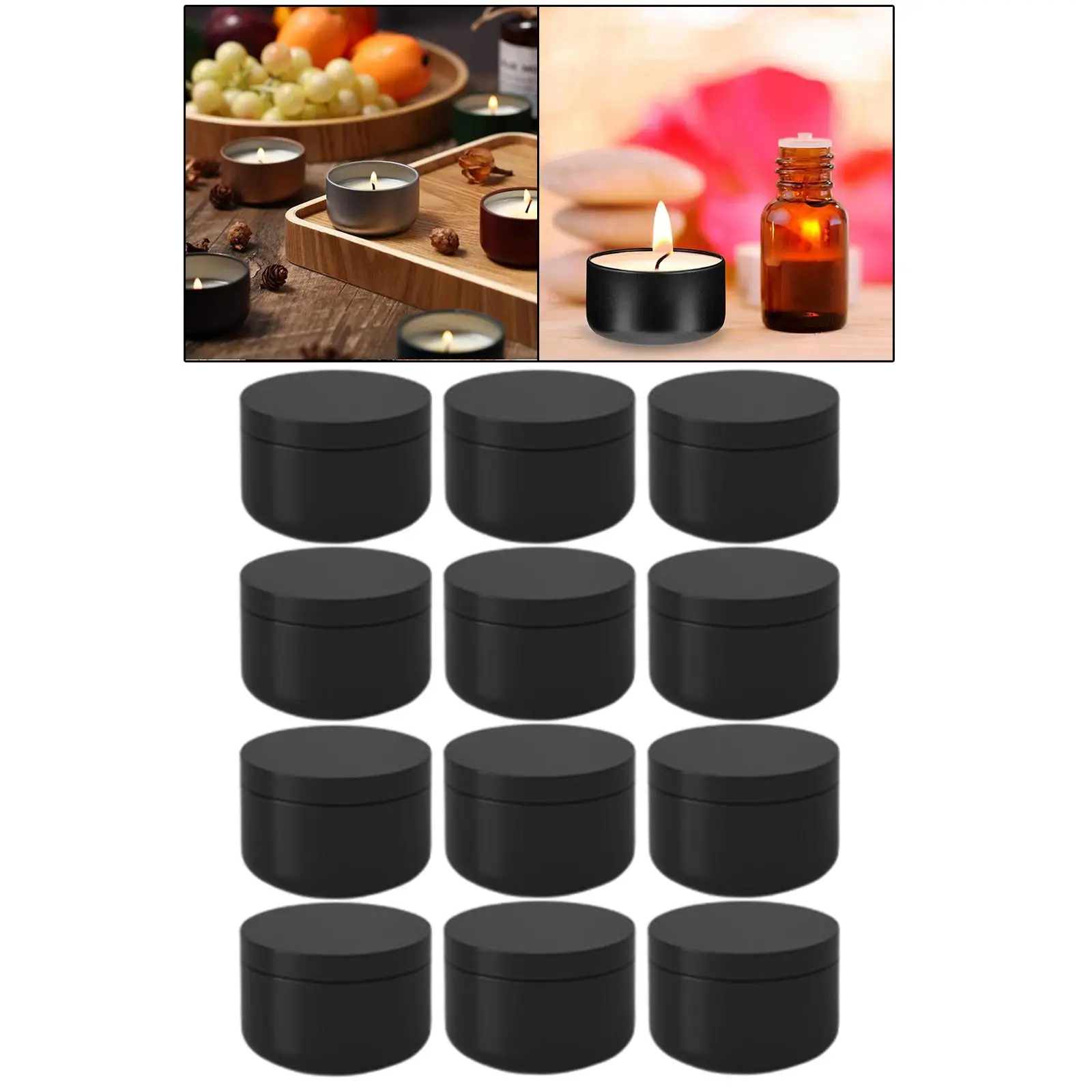 12 Pieces Small Tea Cans 50ml Wear Resistant Anti Drop with Buckle Reusable Containers for Cosmetics Sweets Travel Men Women