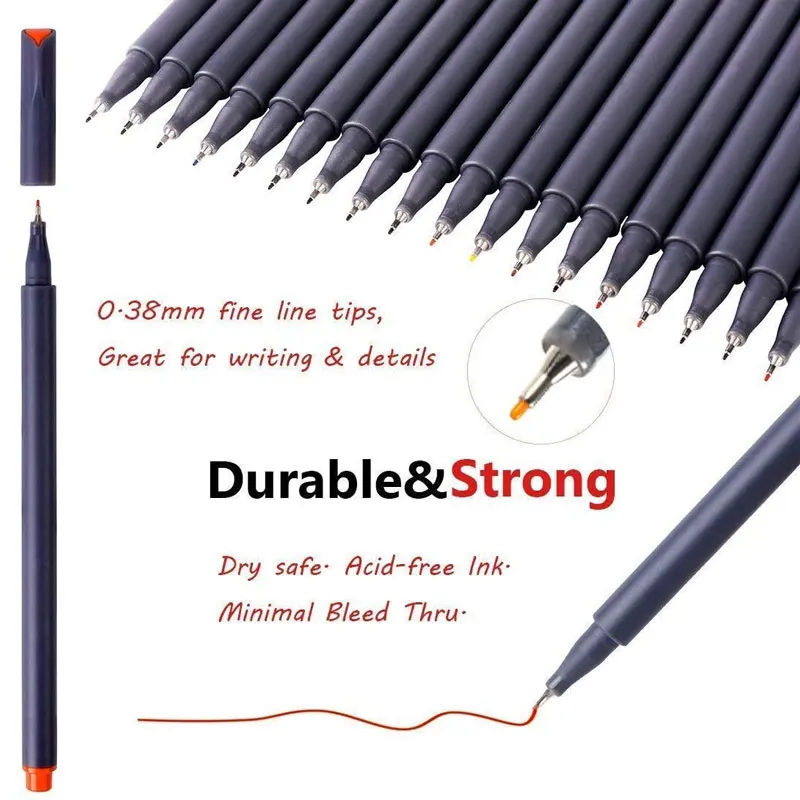 12-Farben-Set Art Marker 0,38 mm Micron Liner Fineliner Stifte für Metallic Marker Draw Pen Farbe Skizze Briefpapier – Detail 2