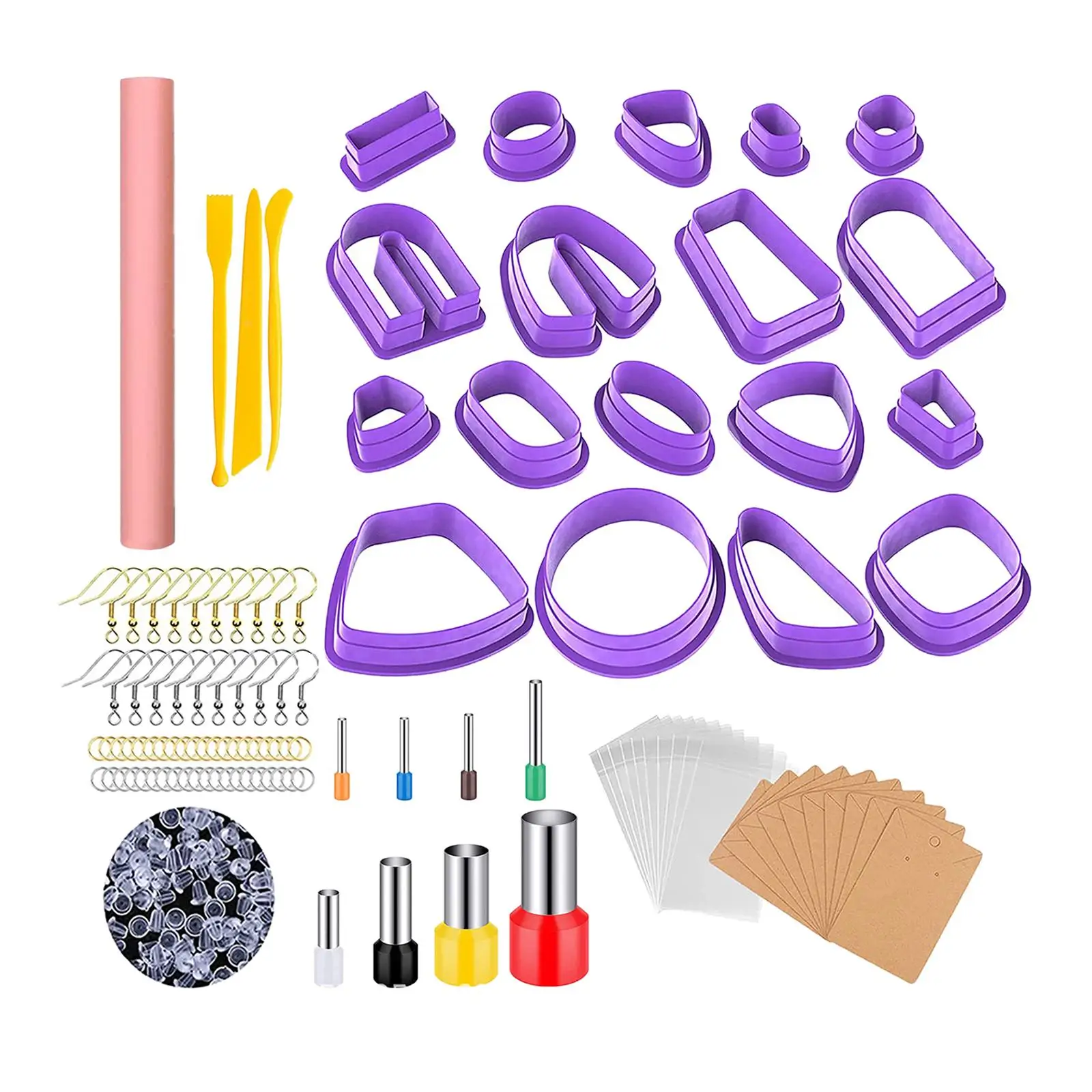 130 Polymer Clay Cutting Set Jump Rings, Earring Card,Earring Hooks Craft DIY