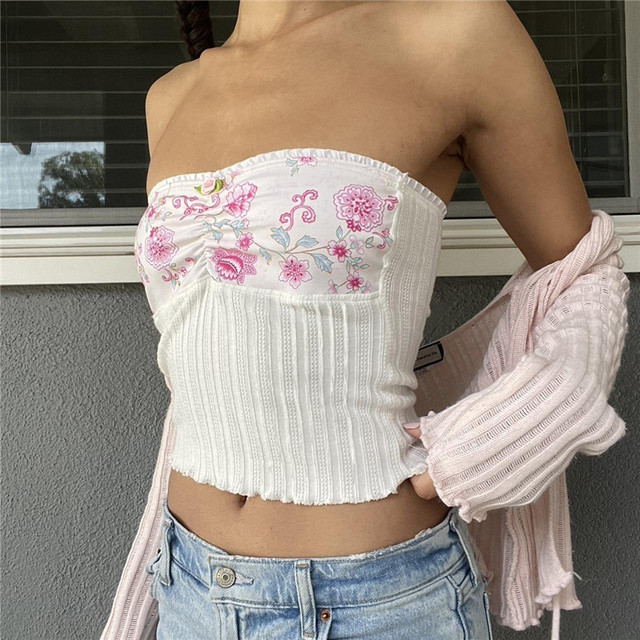 Elya Ruffle Crop Top in Pink