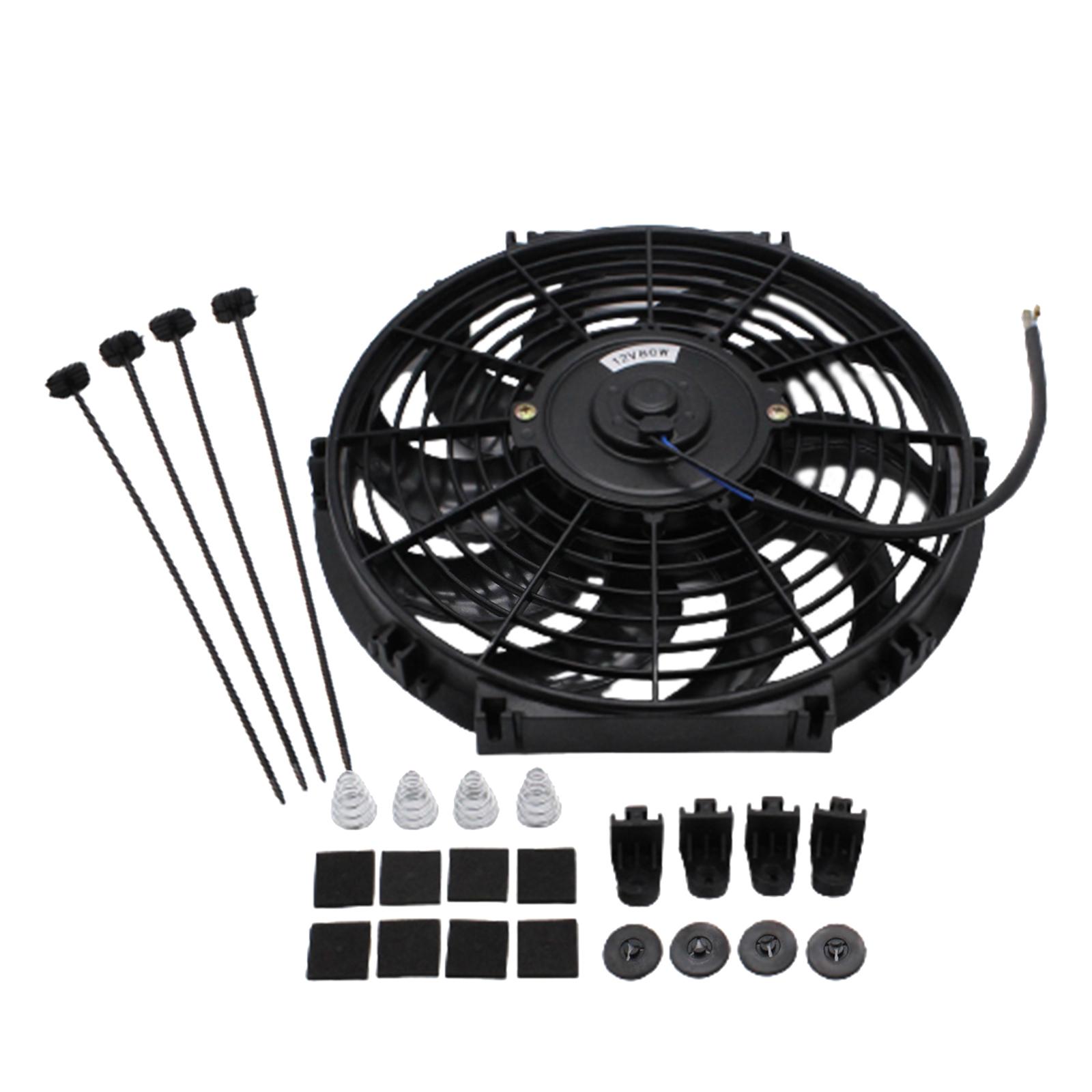 Electric Radiator Cooling Fan 12V 10 Blades with Mounting Kit Engine Cooling Device Black 12inch Universal for Truck Pickup