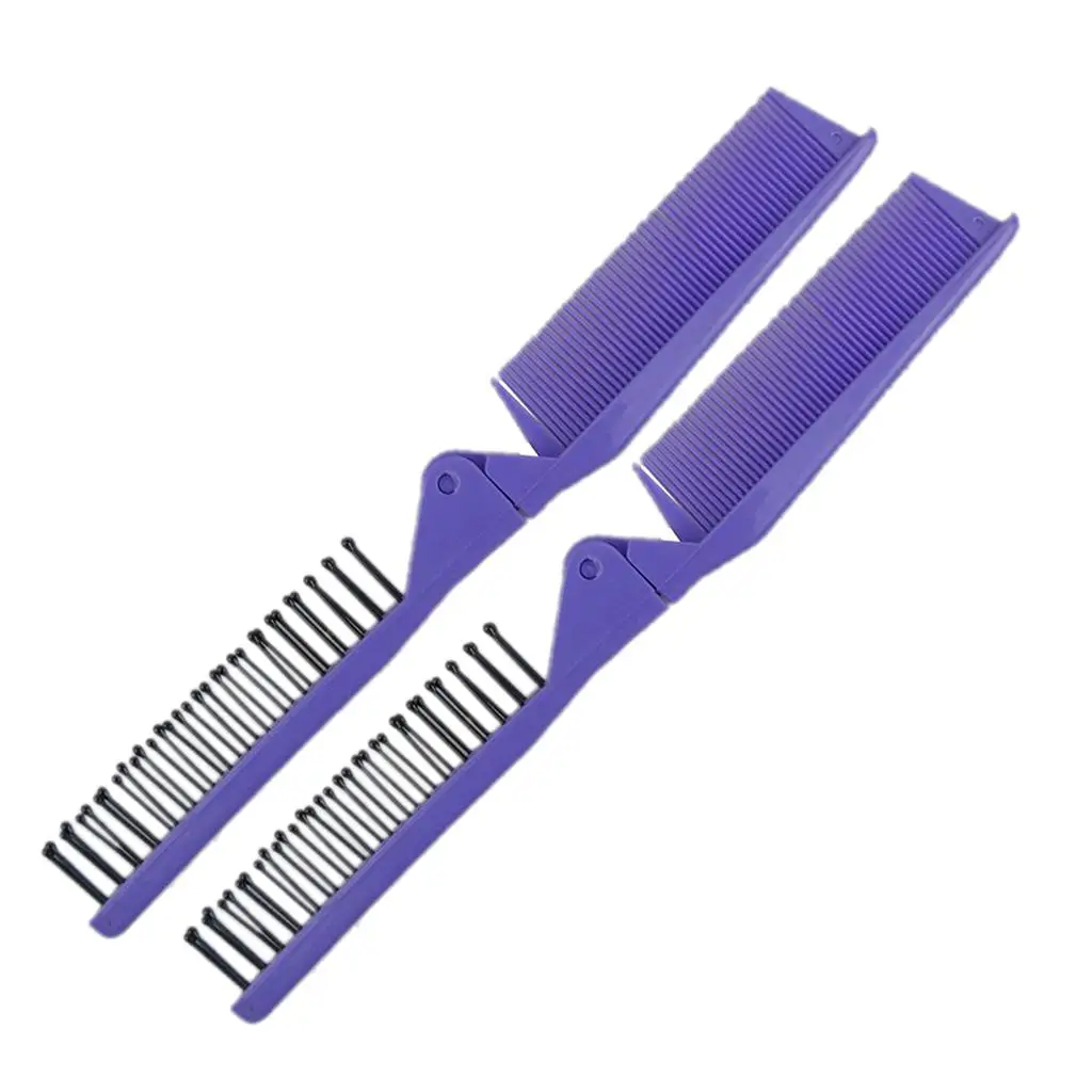 Double Head  Portable Foldable/Folding Hair Comb/Brush 2PCS