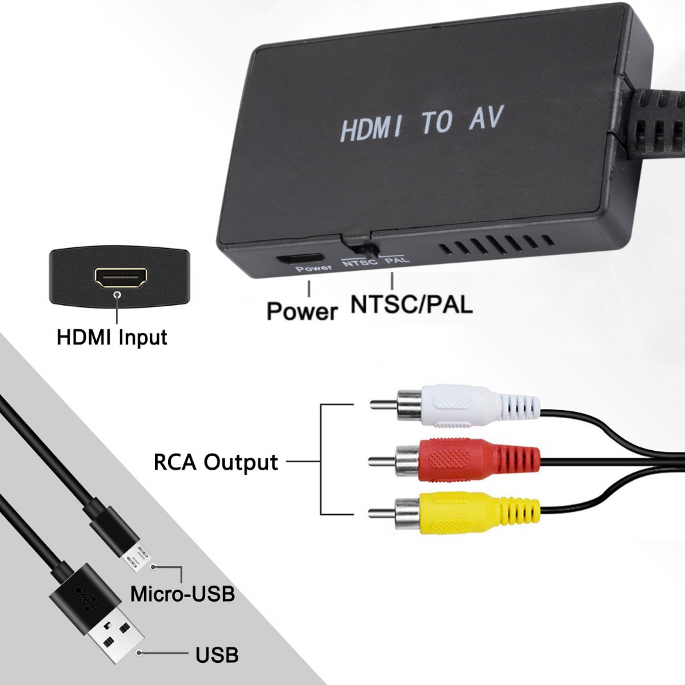 Переходник HDMI-совместимый с RCA-адаптер HDMI-совместимый с AV для Apple  TV Xiaomi Mi Box Android TV Box DVD поддерживает PAL/NTSC | AliExpress