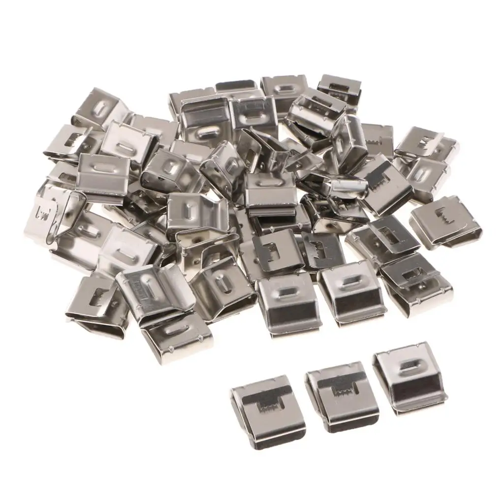 50Pcs Classic PV Type Stainless Steel Wire Clips, Solar Cable Fastener Clips Wire Management for Car Trailer Boat
