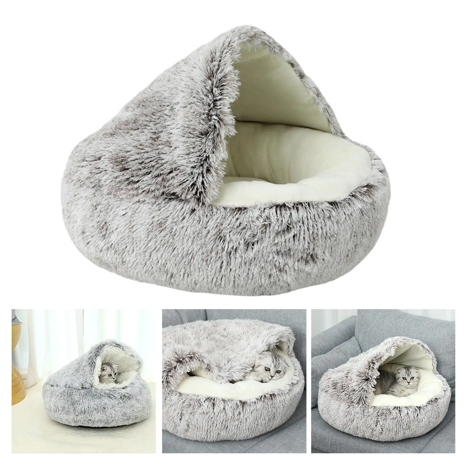 Cute Cat Bed Warm Anti Slip Semi Enclosed Cat House Tent for Puppy Accessories Hamster Kitten