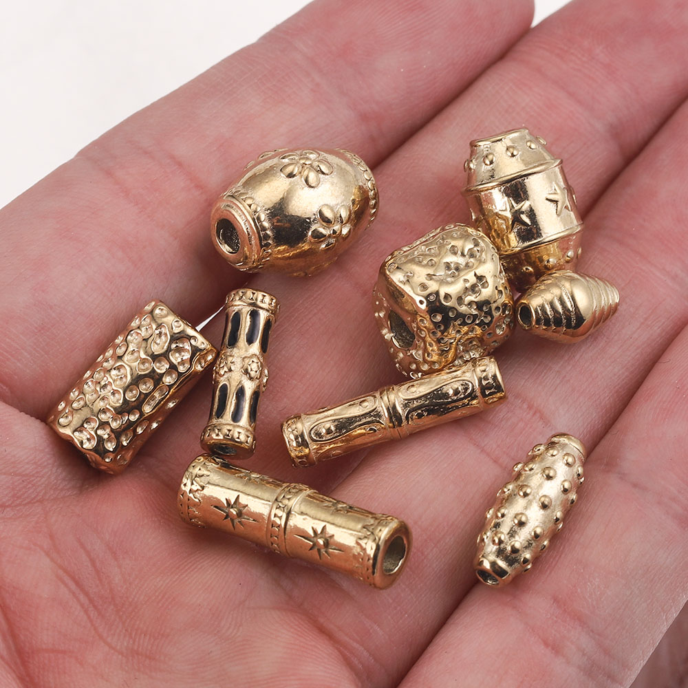 2 stücke Gold-Platte Edelstahl Zylinder Lange Perlen Rohr Casting Spacer Perlen für Schmuck Machen DIY Halskette Armbänder liefert – Detail 8