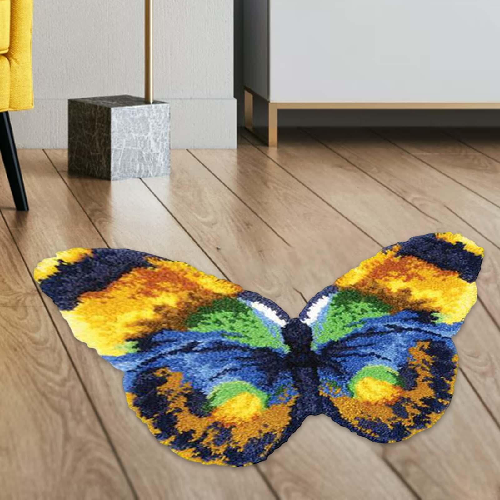 Latch Hook Rug Kit Butterfly DIY Rug Crochet Yarn Kits Handmade Carpet Latch Hooking Kits for festival Carpet Christmas Dog