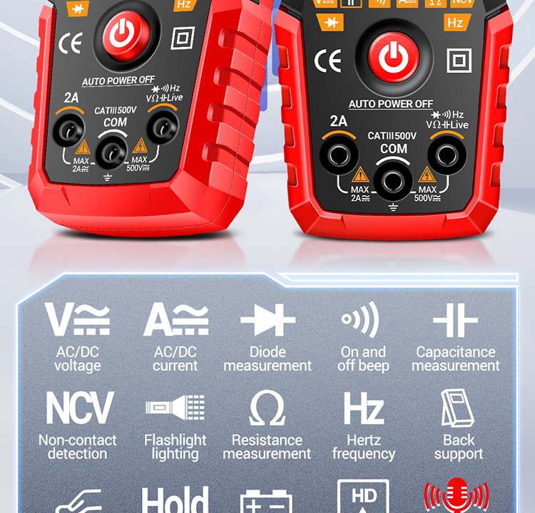 ANENG M109 Smart Multimeter Tester AC/DC Voltage Voice Broadcast Meter NCV Capacitance Continuity Professional Electrical Tools
