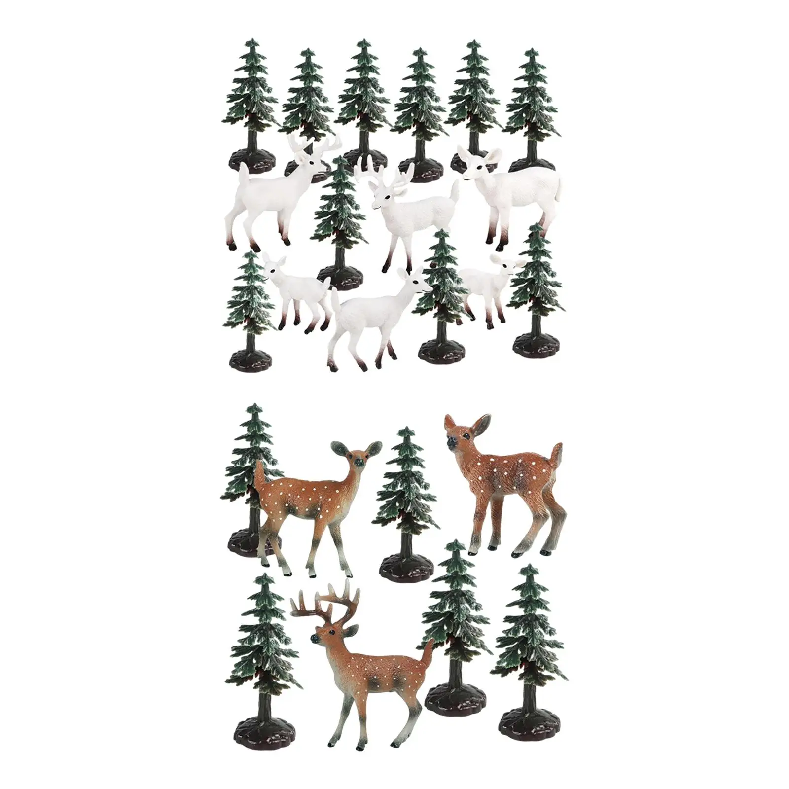 Tree Deer Figures Accessories Forest Animal Toys for Diorama Home Birthday Toddlers