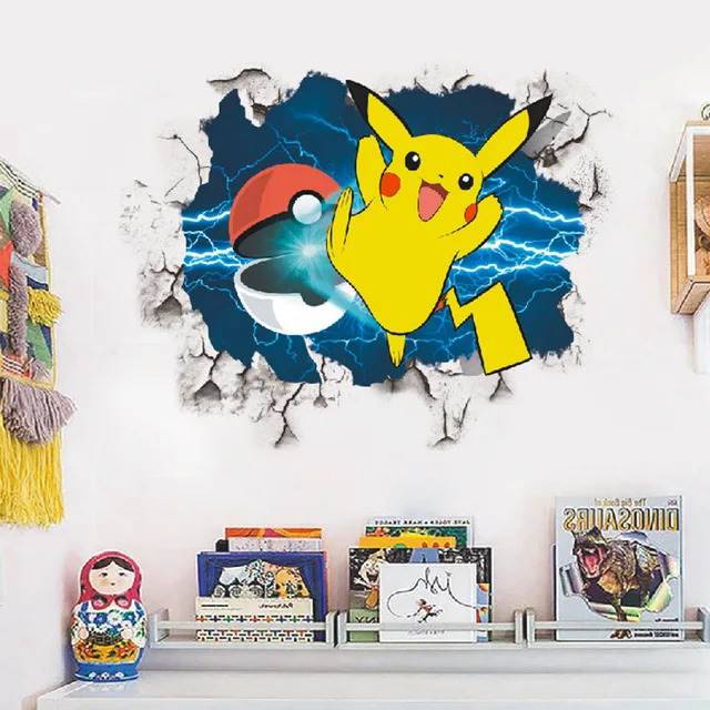 Pokemon anime cartaz dos desenhos animados papel de parede decoração  pintura adesivo de parede - AliExpress