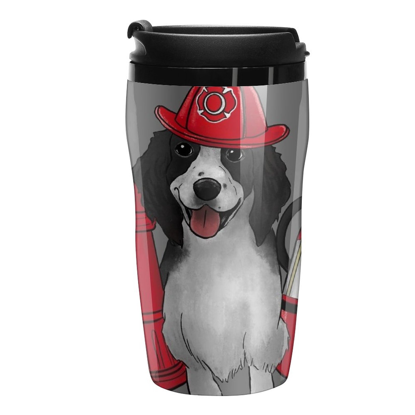 Firefighter Dog Travel Coffee Mug Cup Set