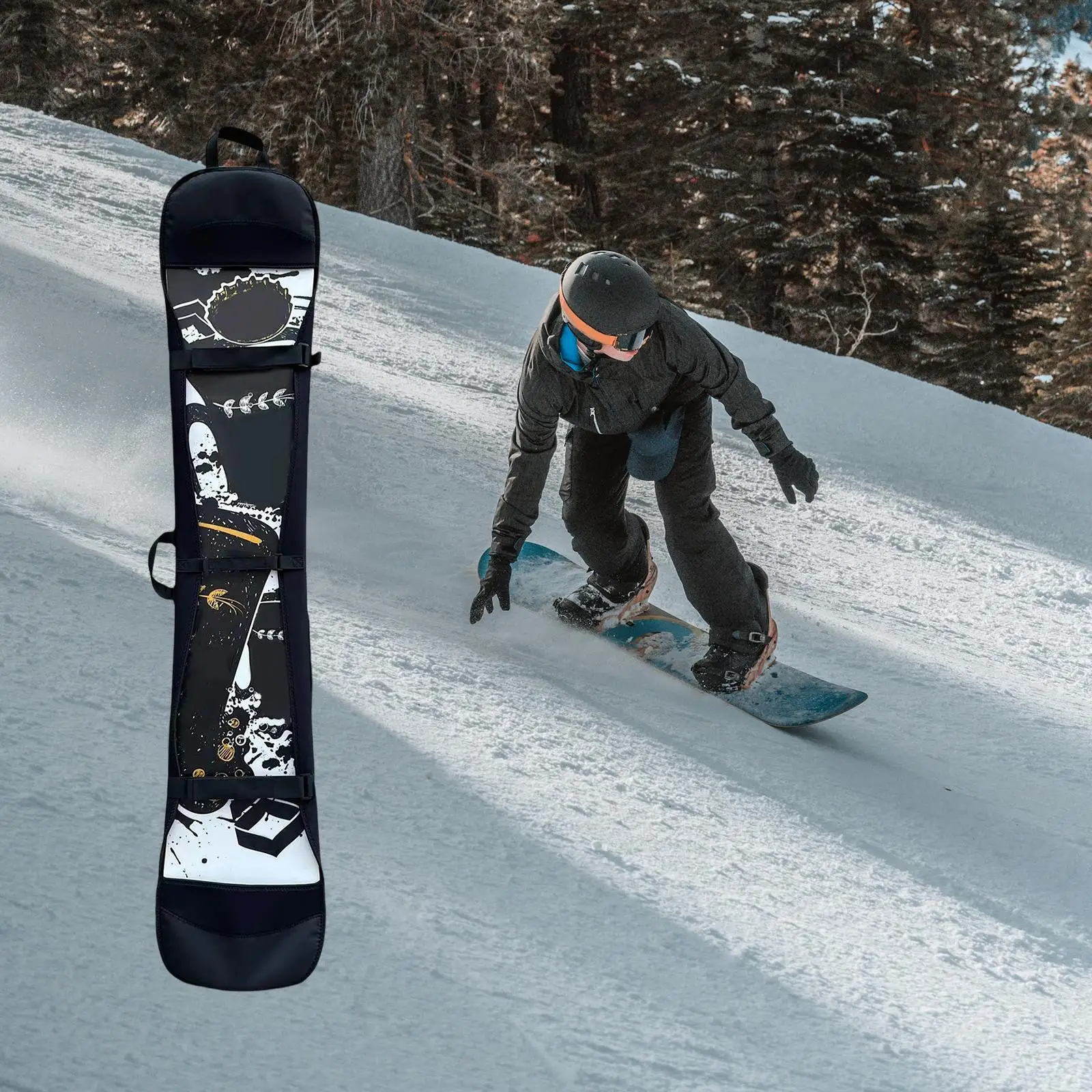 163cm to 174cm Snowboard Bag Adjustable Belt Shoulder Straps Protector Supplies Carrying Bag Ski Cover for Winter Travel Luggage