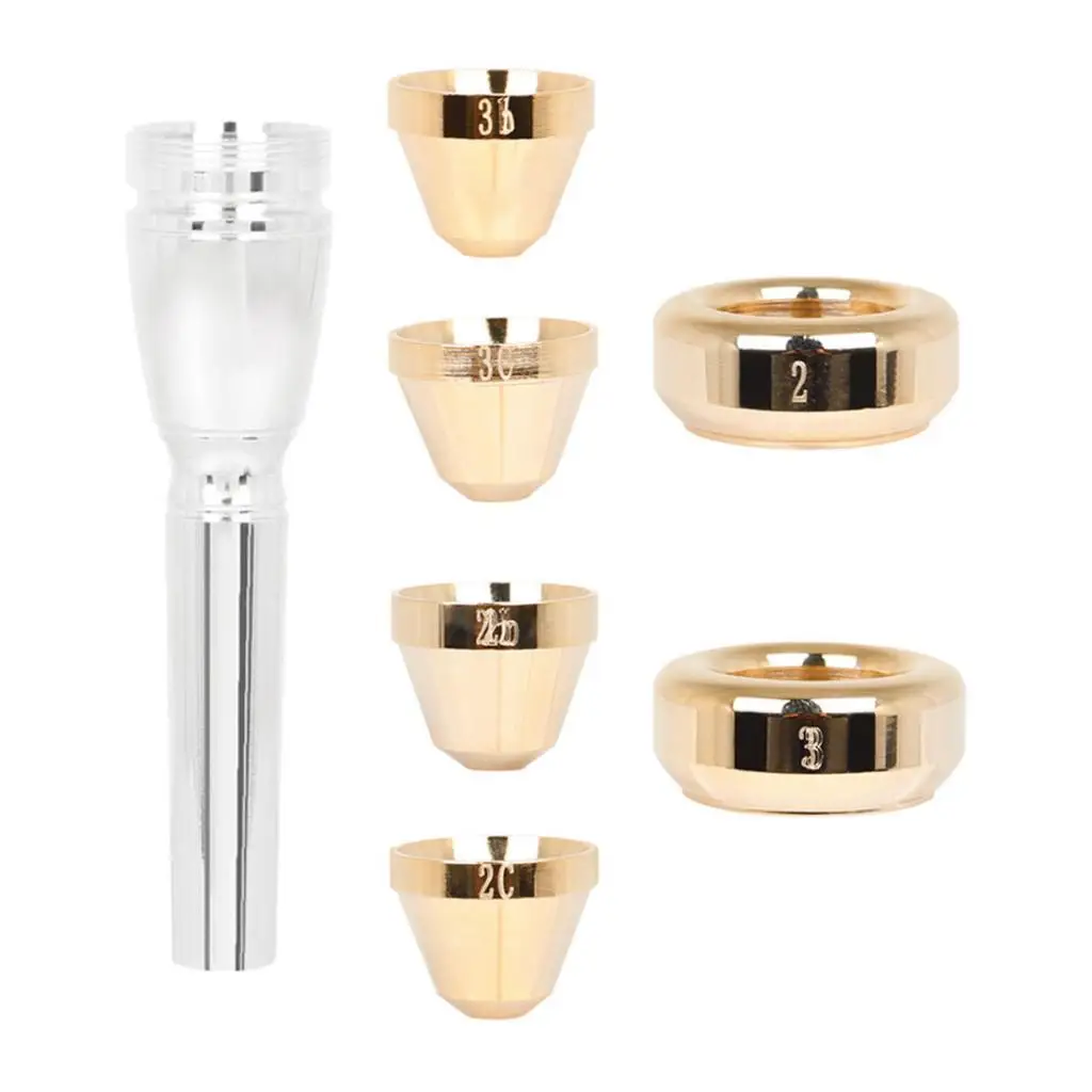 Brass Trumpet Mouthpiece Brass Instrument Accessories with 6 Mouthpiece Head