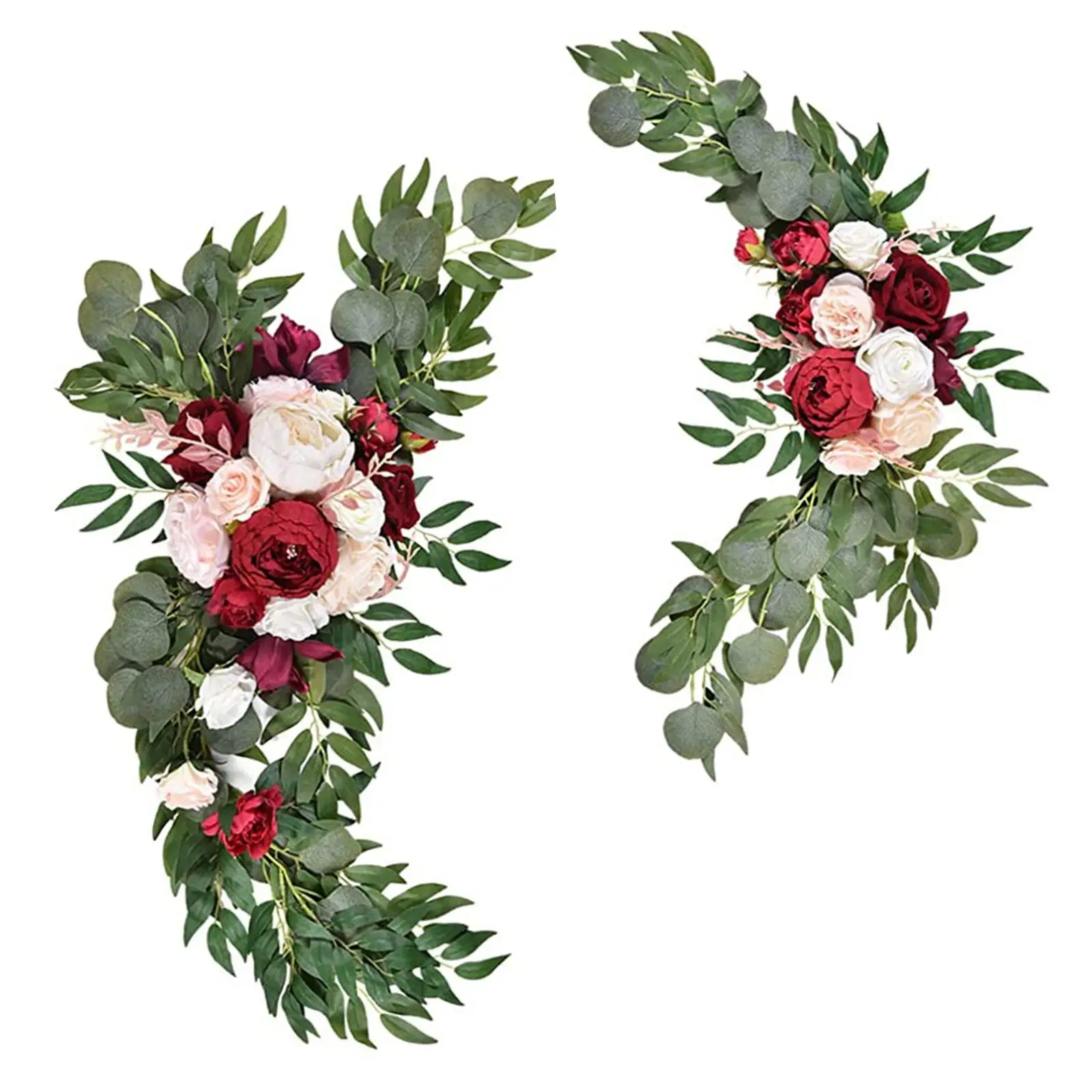 2 Pieces Wedding Arch Flowers, Hanging Floral Swag Garland Arch Flowers Artificial Floral for Reception Window Sign Decoration