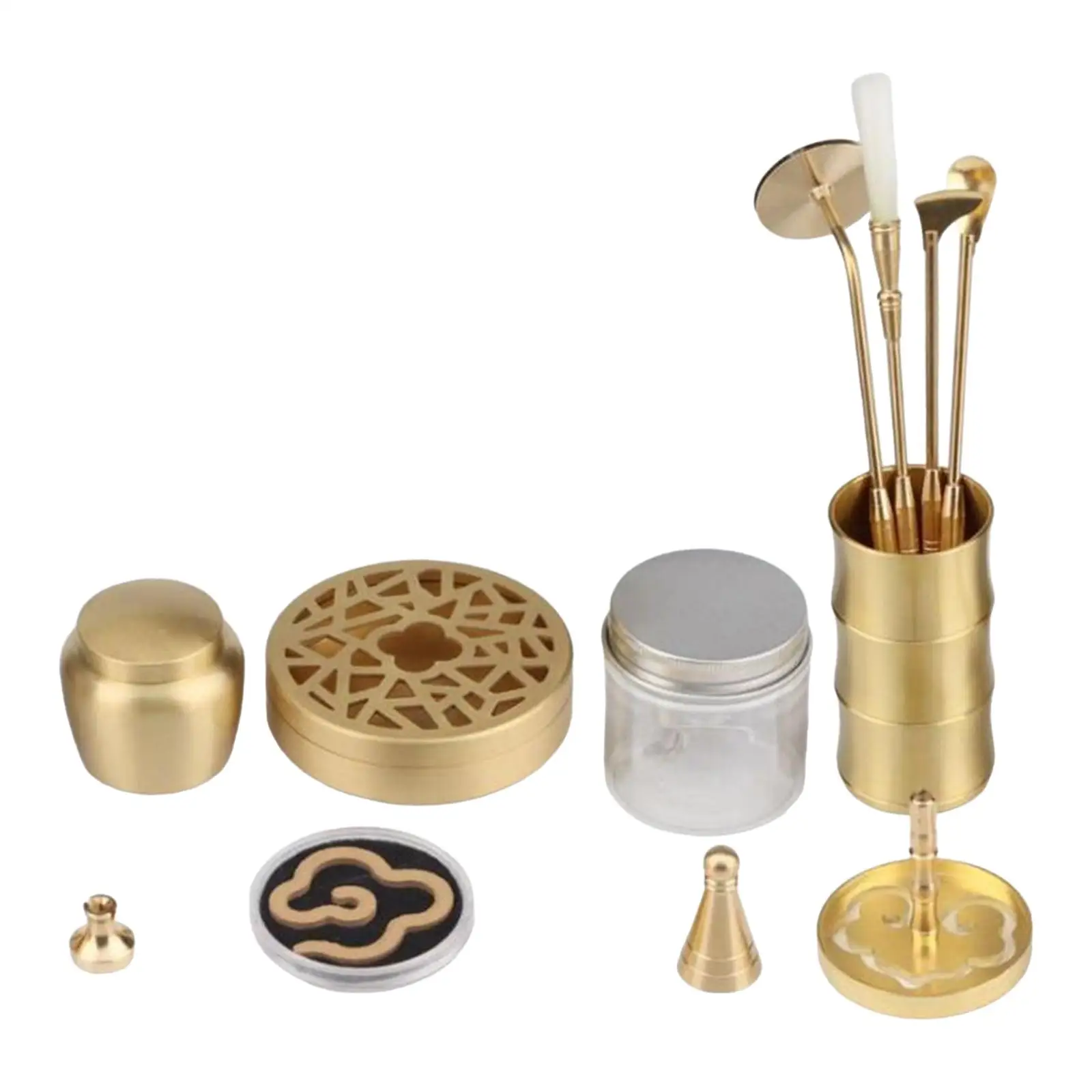 Professional Brass Incense Making Kit Censer Tool Set Incense Mold Aroma Furnace Incense Cone Press Powder for Yoga Meditation