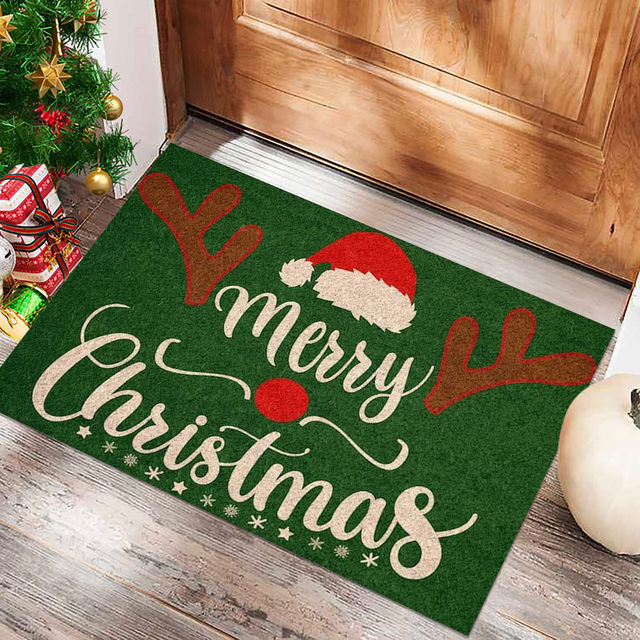 Christmas Tree Mat Xmas Welcome Decorative Doormat Non Slip Winter Floor  Mats New year Frontdoor Accessories Home Supplies - AliExpress