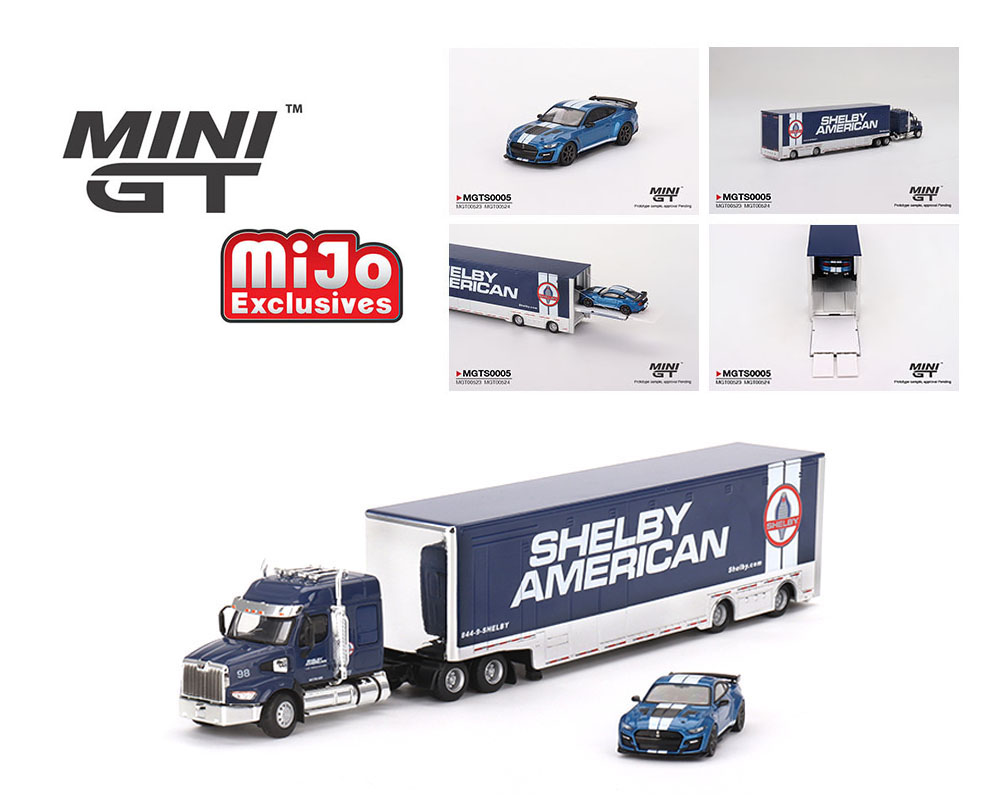 Мини GT 1:64 Western Star 49X w/ Racing Transporter & Shelby GT500 SE  Widebody Ford Blue Коллекционная Миниатюрная модель автомобиля | AliExpress