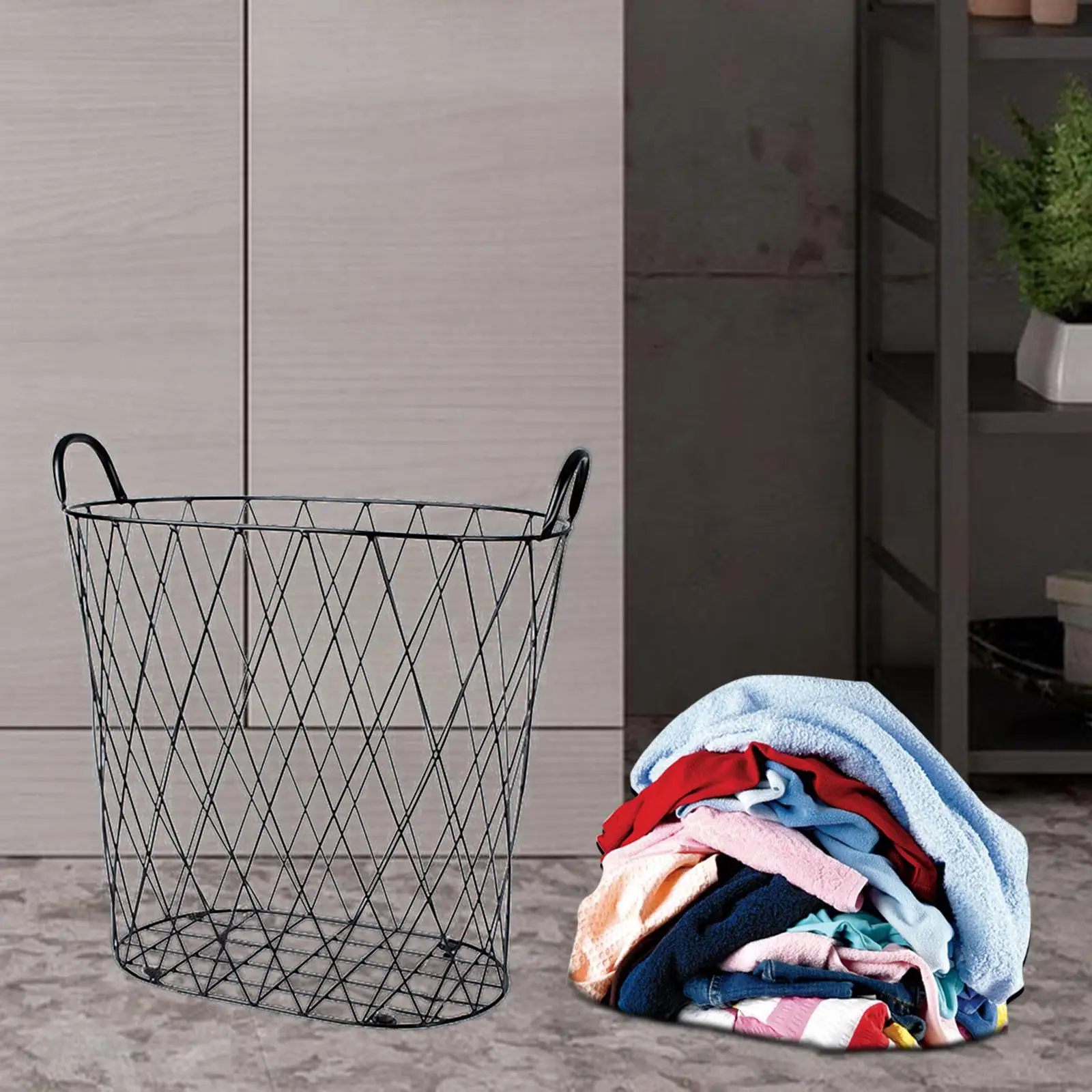 Metal Laundry Hamper Large Capacity with Handles Dirty Clothes Basket for Bathroom Laundry Room Bedroom Living Room Household