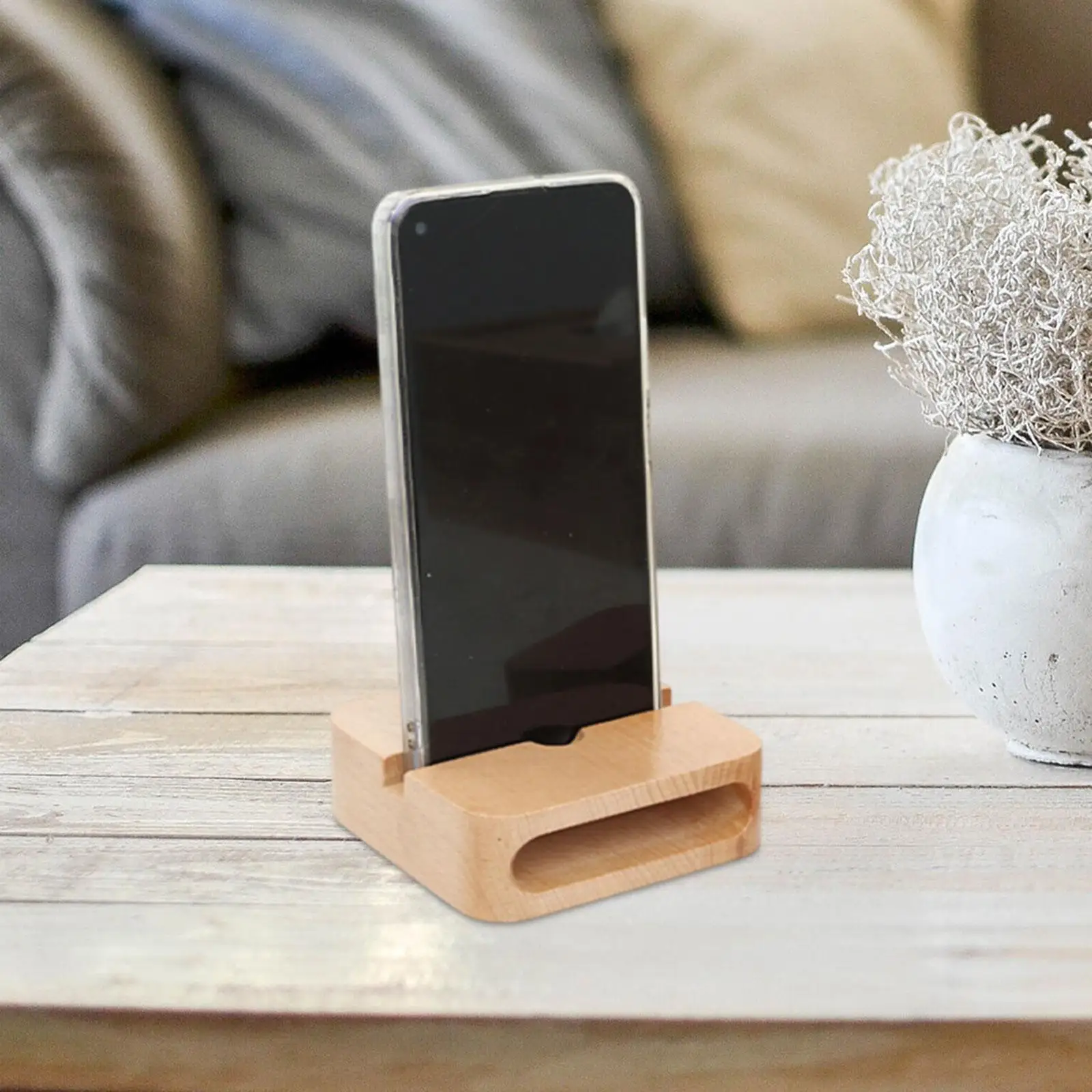 Phone Holder Cradle Music Sound Wood Holder Desktop Tablet Mount Decoration Smartphone Stand Rack for Bedroom Bedside Office