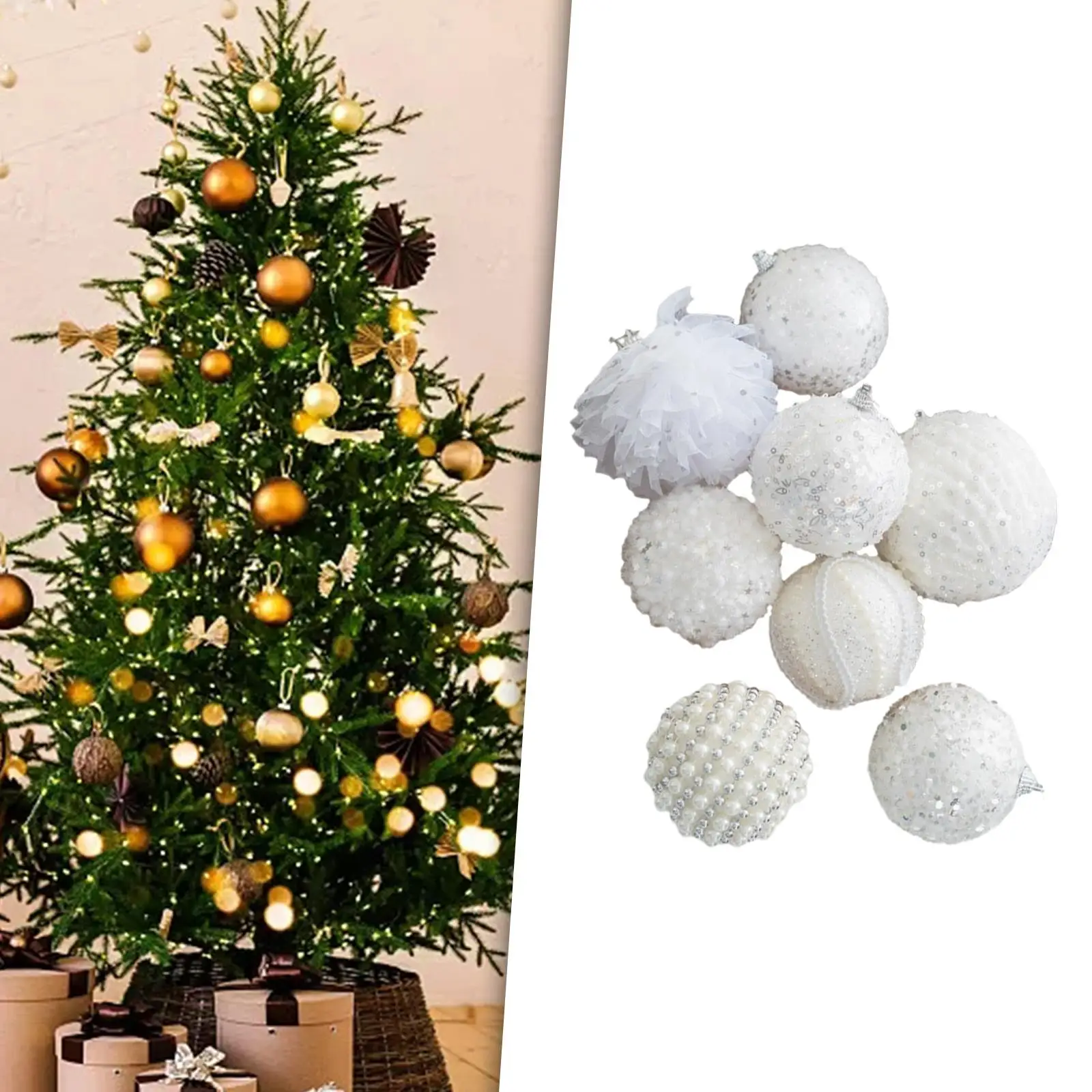 8Pcs Christmas Ball Baubles Hanging Pendants Multifunctional Accessory Shatterproof Xmas Decoration for Fireplace Mantles