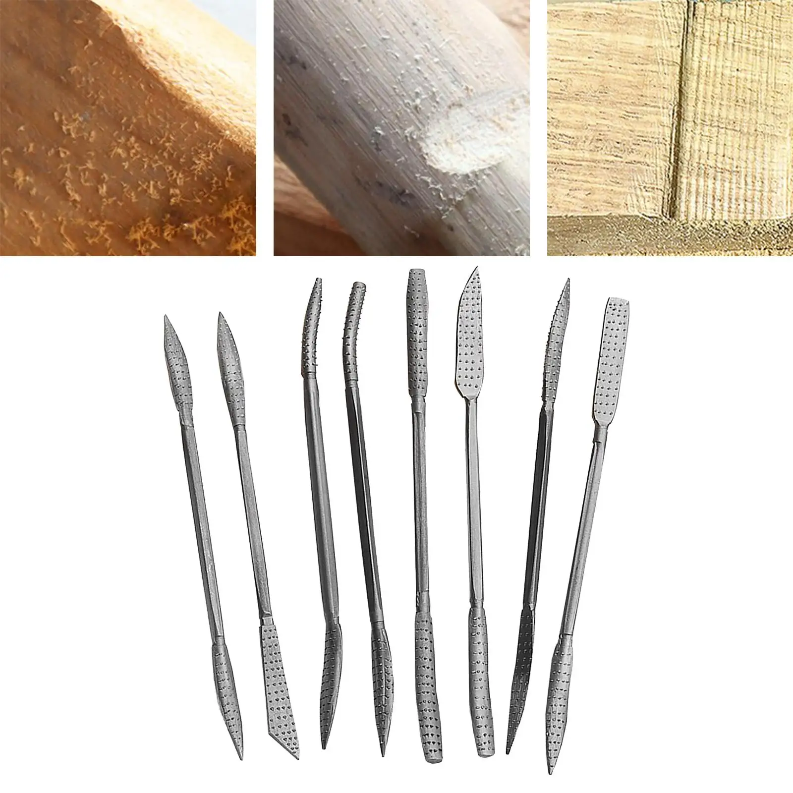 Double Ended Wood Rasp File Set, Riffler Burrs Durable Portable Steel for Rasping Coarse Carving Craft Grinding Woodworking