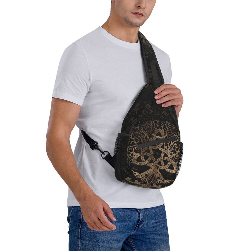 padrão estilingue peito crossbody saco masculino viking