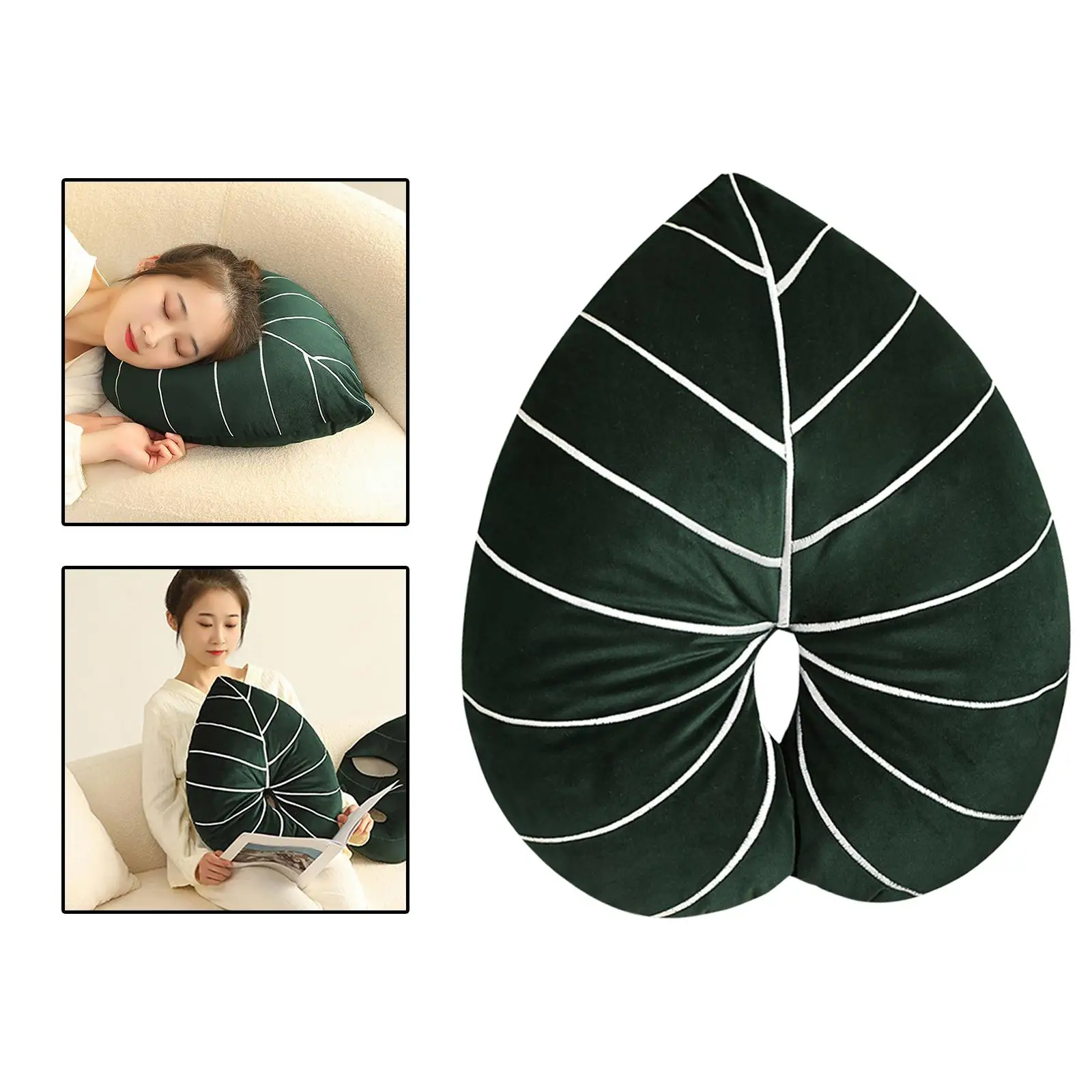 Green Plant Leaf Shaped Throw  Decorative Filled  for Sofa Car Nature Room Decor